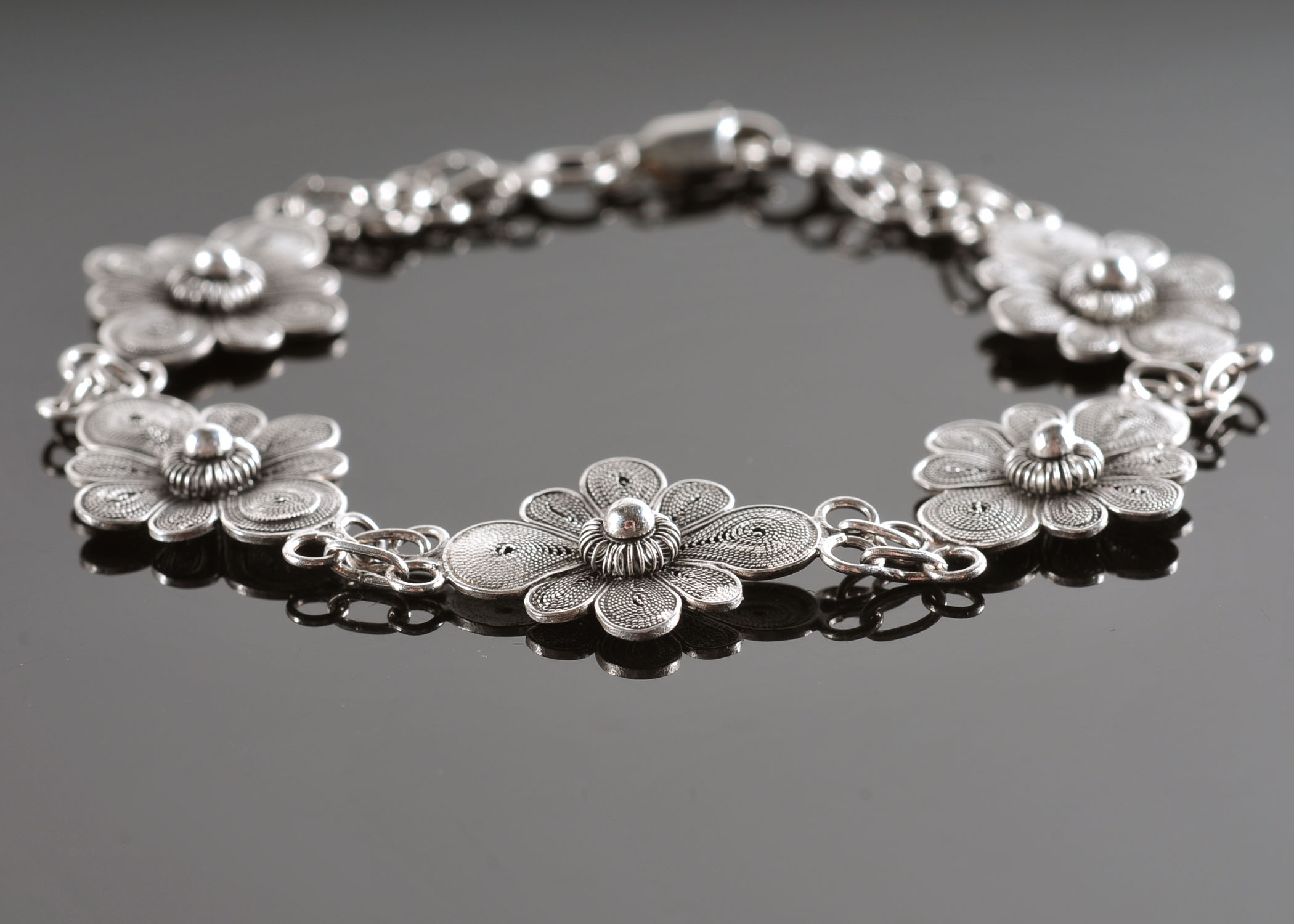 Beautiful Intricate Floral Link Bracelet