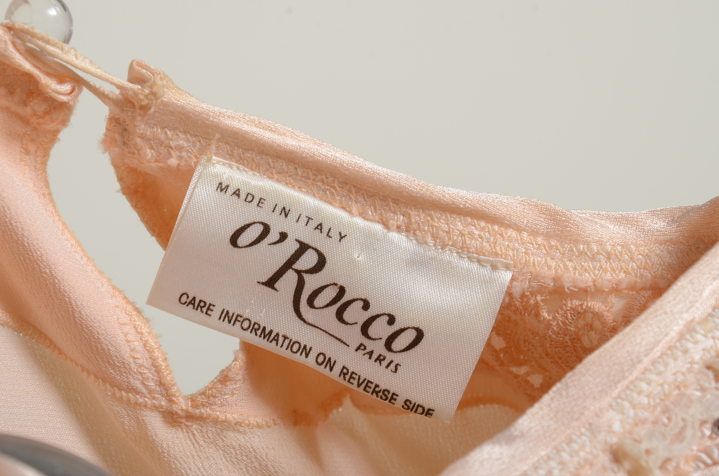 Gorgeous Vintage O' Rocco of Paris Peach Lace Embellished Blouse and Skirt