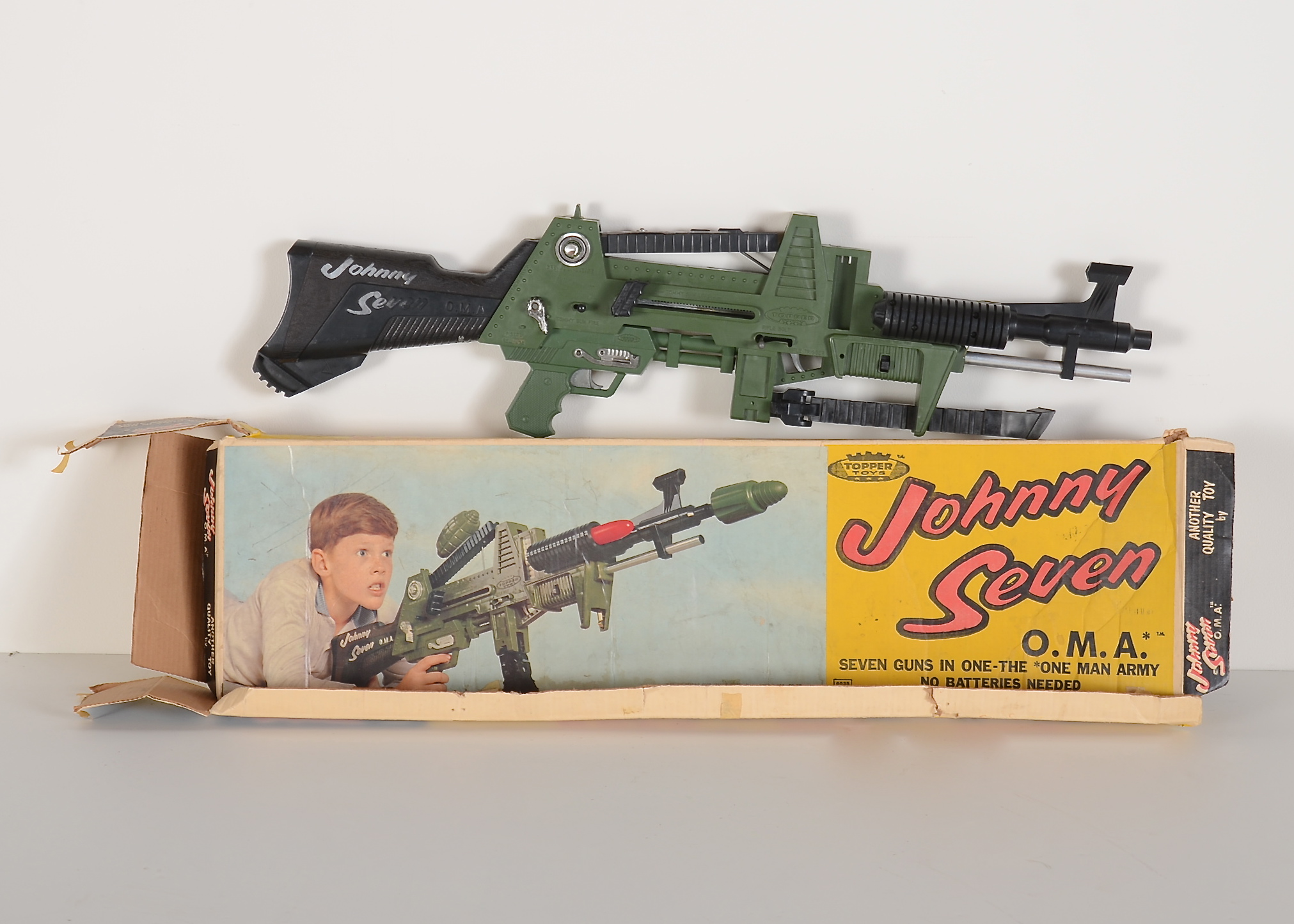 Vintage Johnny Seven "One Man Army" Topper Toys Gun In Original Box