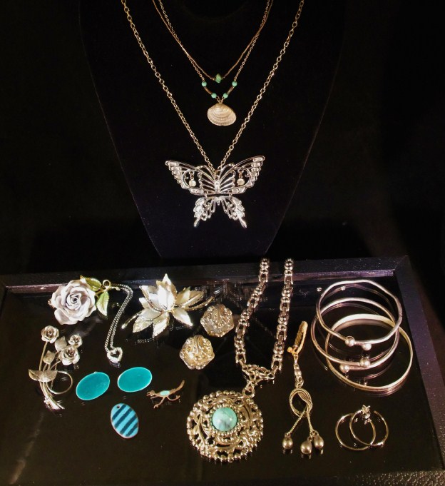 Collection of Silver-Tone Jewelry with Turqoise Enamel Accents