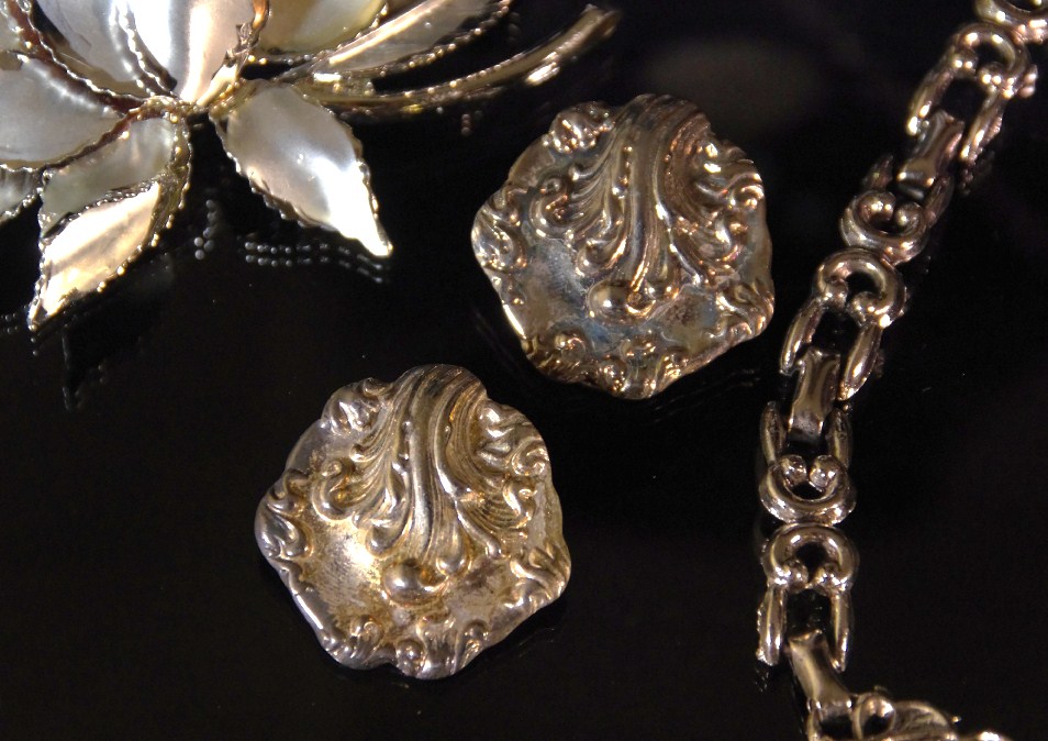 Collection of Silver-Tone Jewelry with Turqoise Enamel Accents