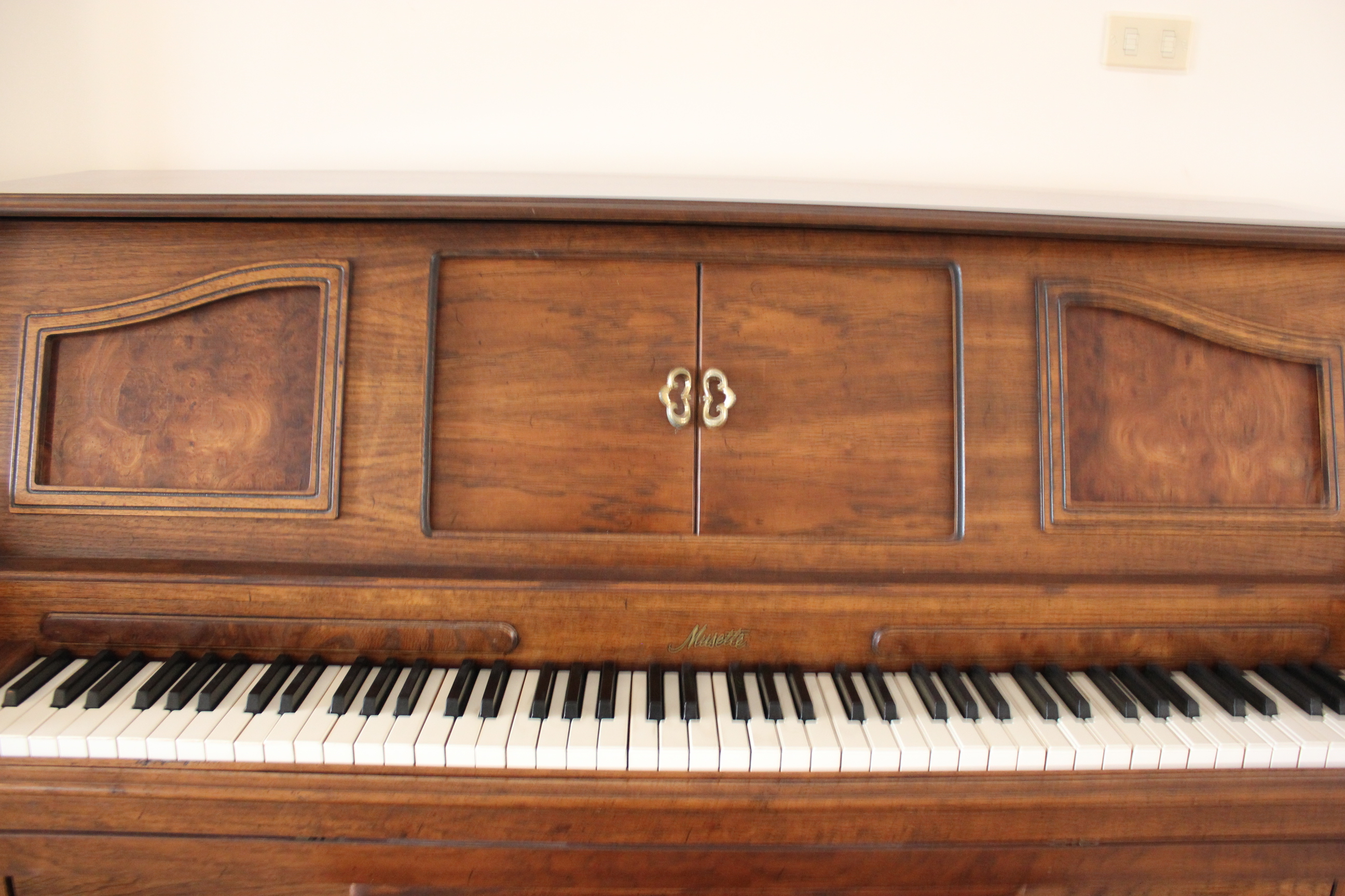 Upright Standard Piano Player, Bench, Piano Rolls and Sheet Music