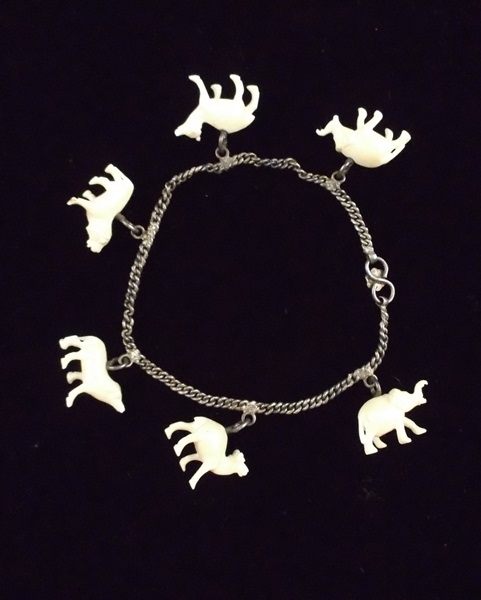 Hand Carved Ivory Charm Bracelet 