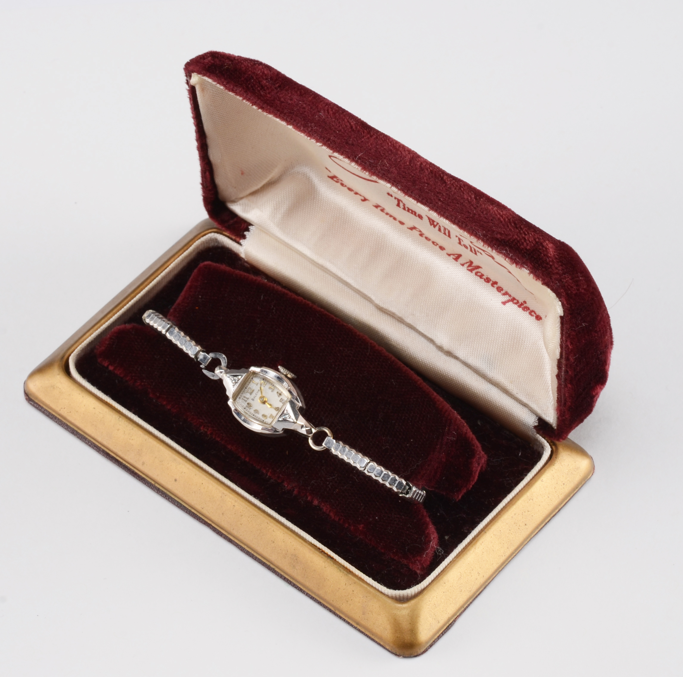  Vintage Bulova 10 K Gold Filled Diamond Watch Stretch Bracelet