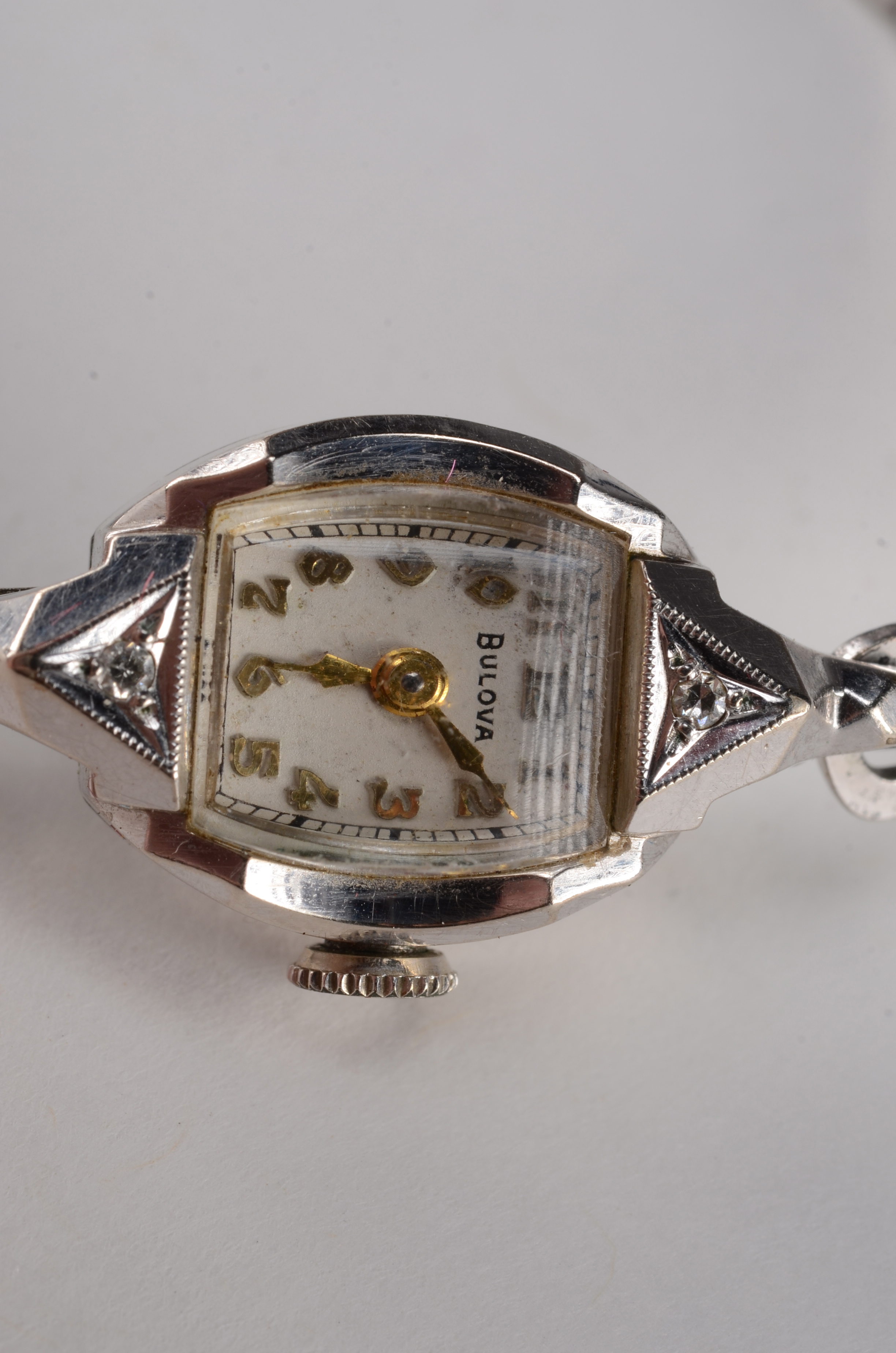  Vintage Bulova 10 K Gold Filled Diamond Watch Stretch Bracelet