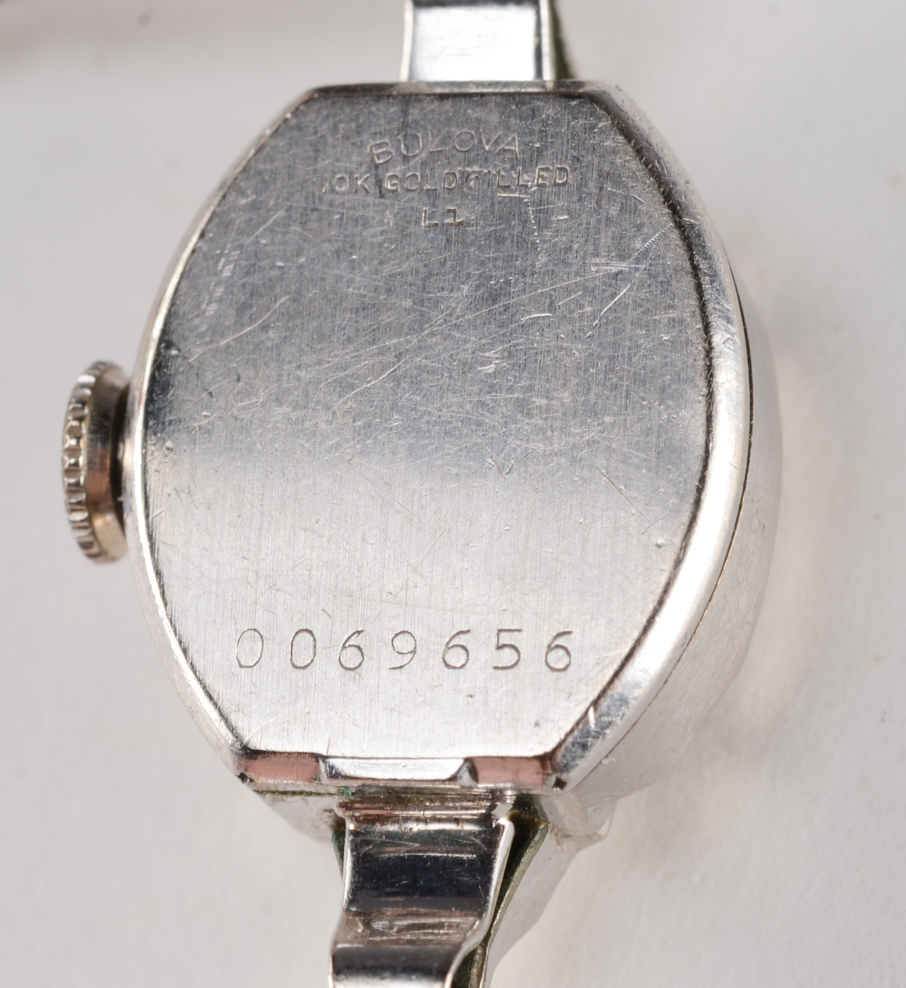  Vintage Bulova 10 K Gold Filled Diamond Watch Stretch Bracelet