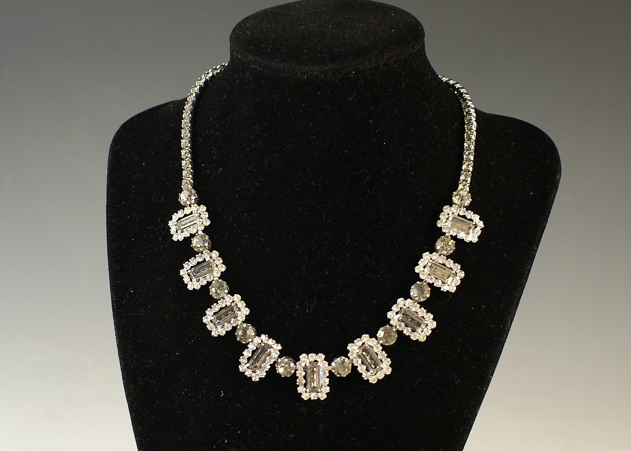 1940's Smokey Rhinestone Necklace & Bracelet