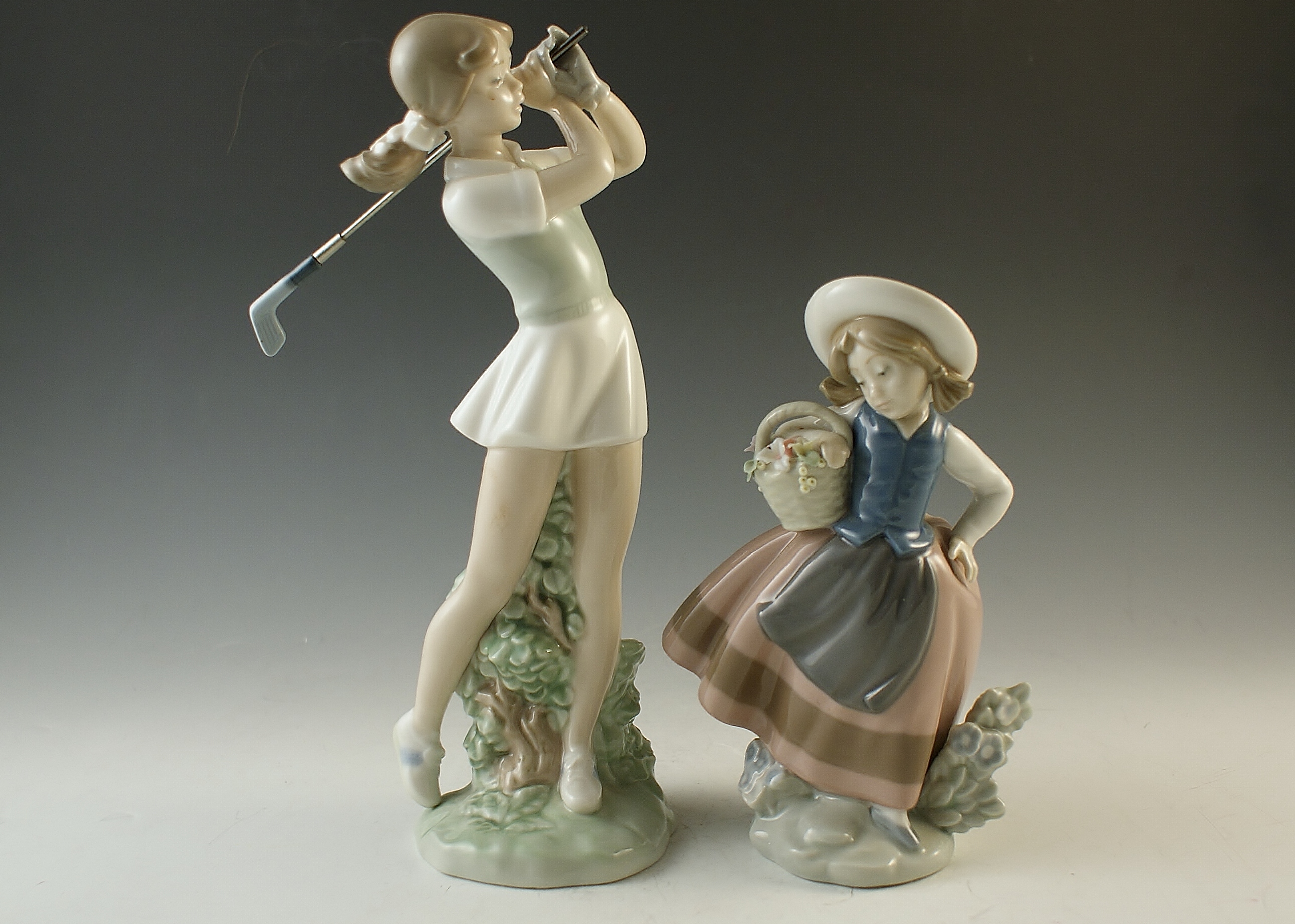 2 Porcelain Hand Painted Statuettes 