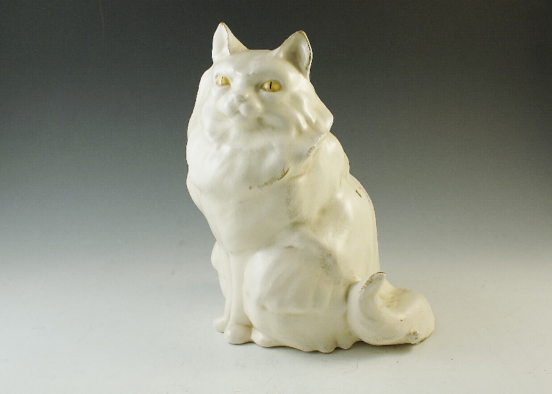 White Anthony Long Haired Cat Figurine