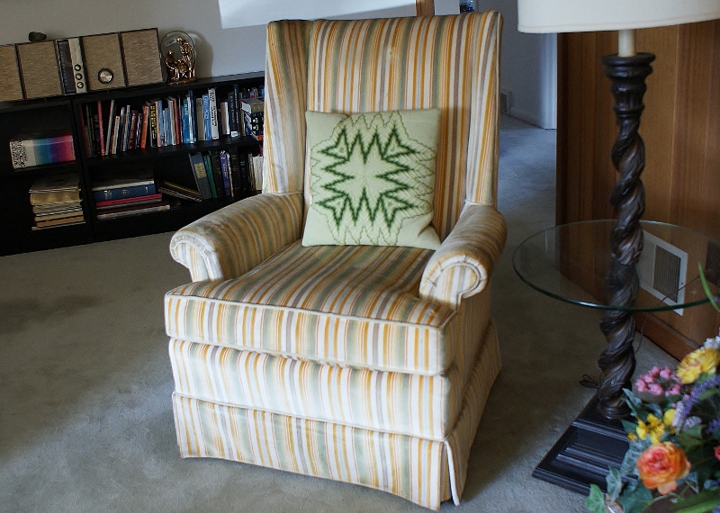 1960's Velour Wing Back Chair