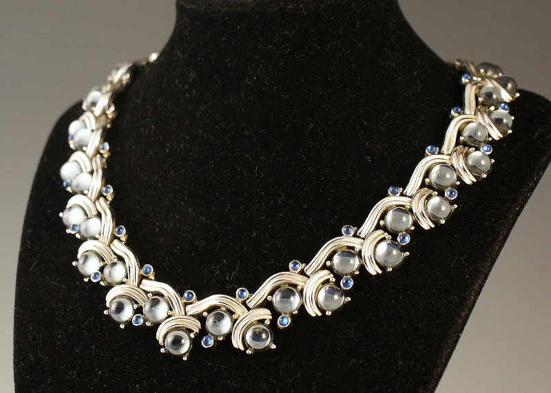 Trifari 3 Piece Set Silver and Blue