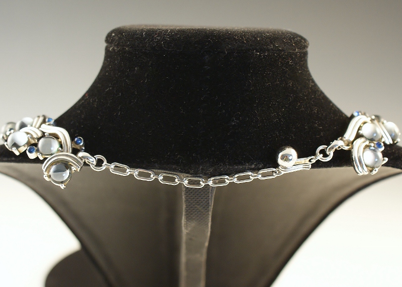 Trifari 3 Piece Set Silver and Blue