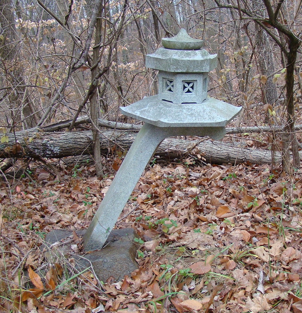 Granite Japanese Outdoor Cantilevered Pagoda Lantern Sculpture