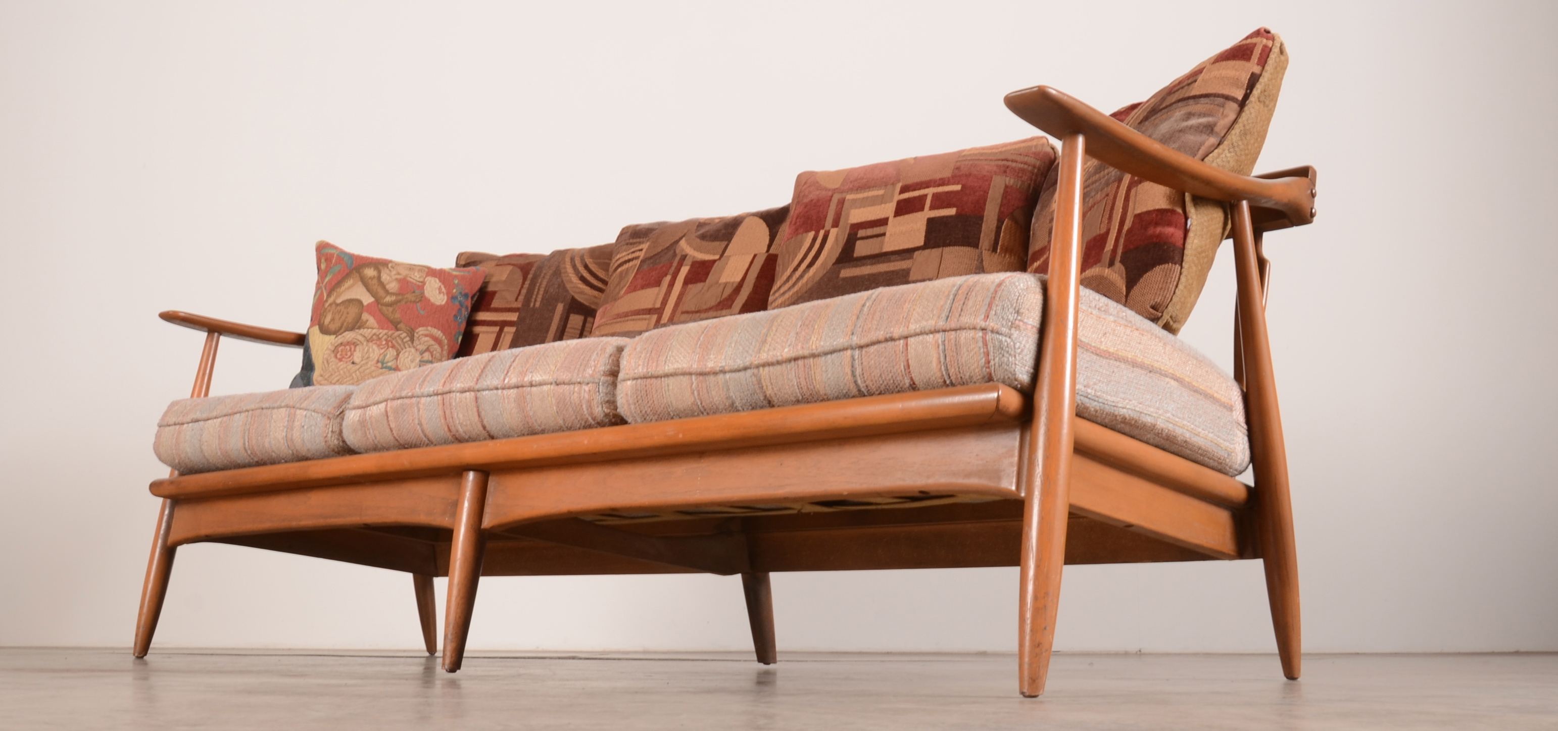 Mid Century Modern Danish Wood Frame Sofa