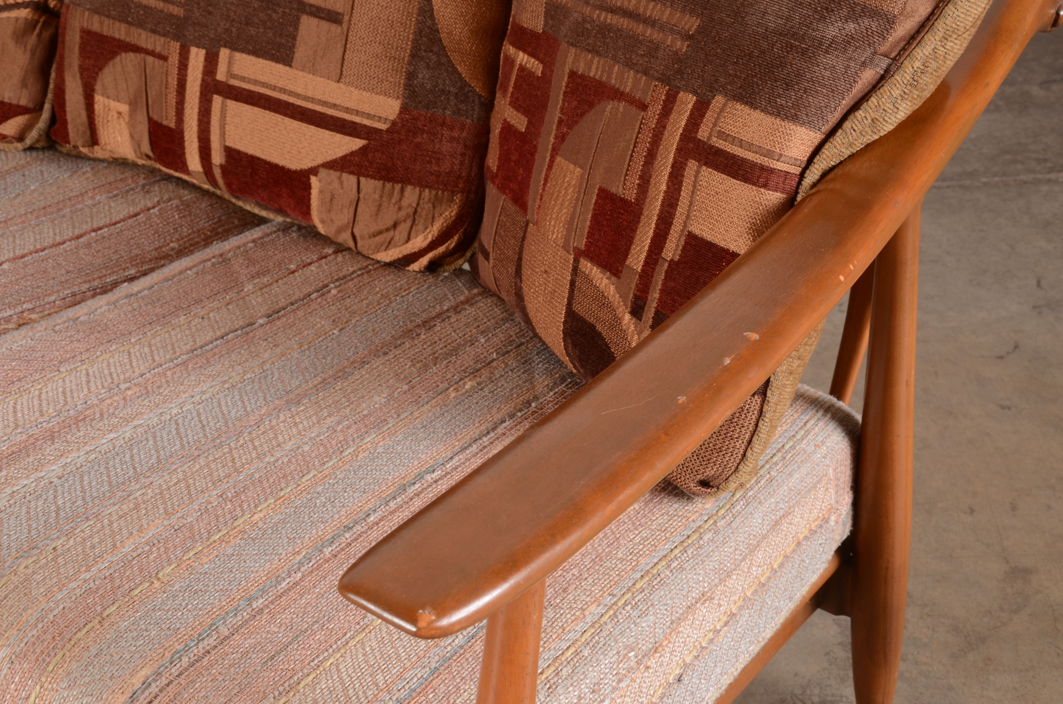 Mid Century Modern Danish Wood Frame Sofa