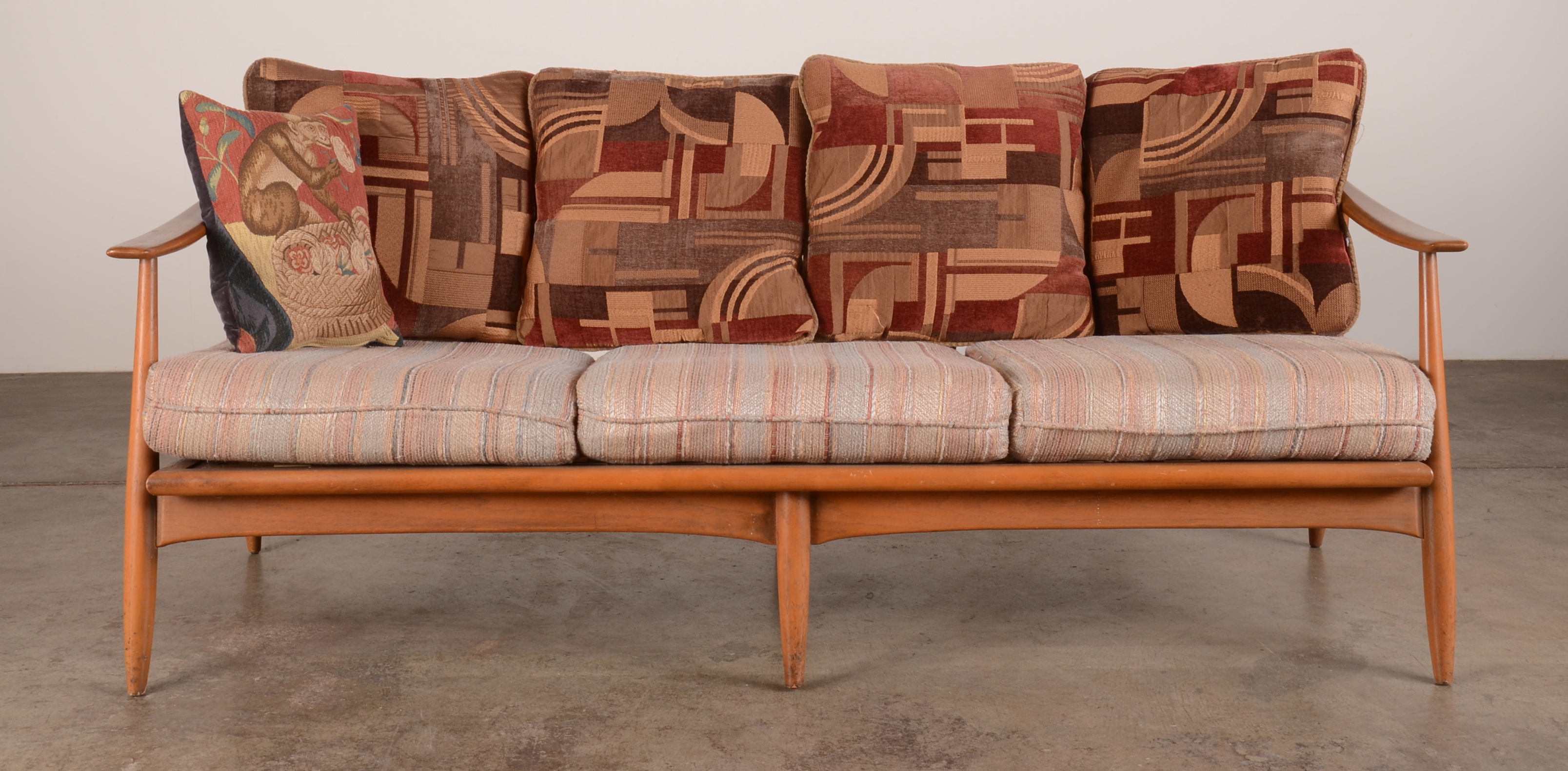 Mid Century Modern Danish Wood Frame Sofa