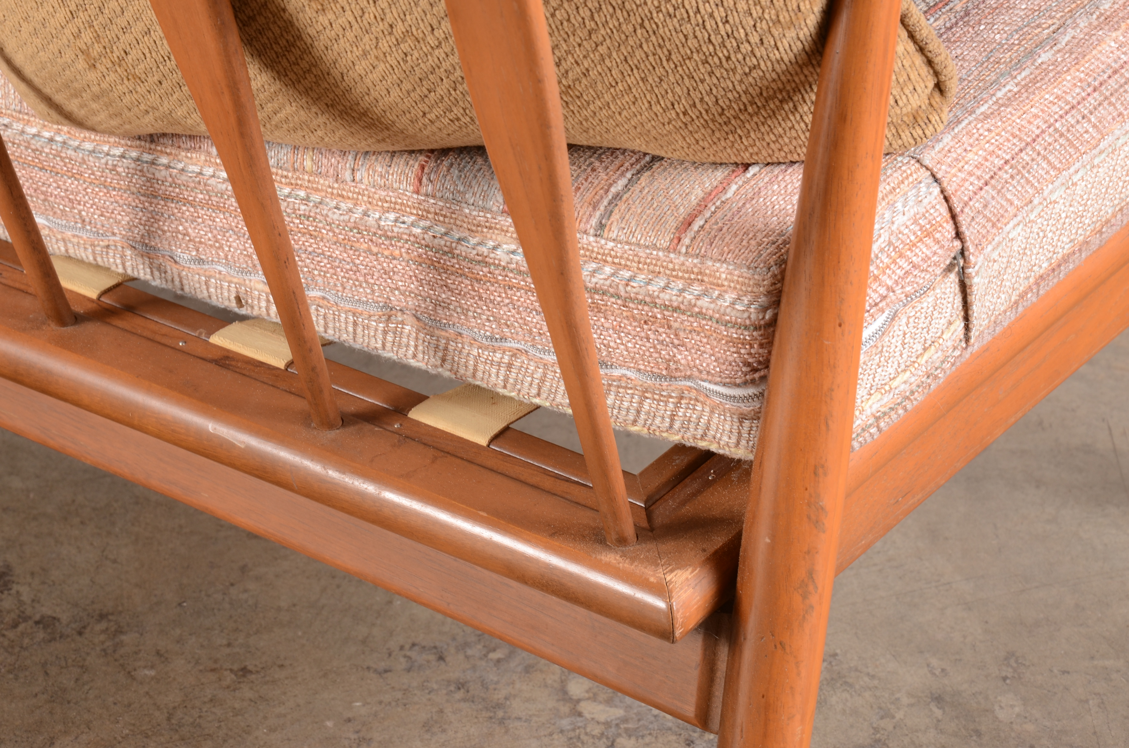 Mid Century Modern Danish Wood Frame Sofa