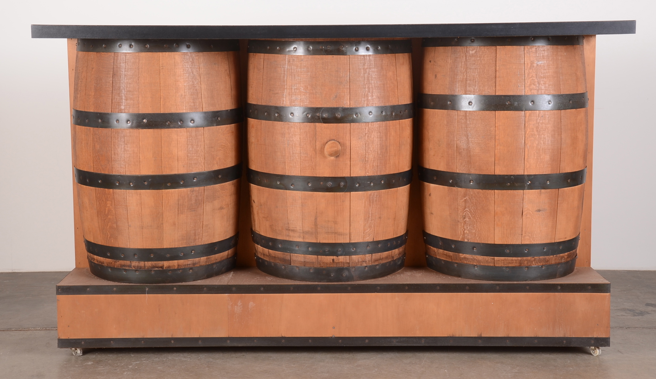 Whiskey Barrel Bar and Stools