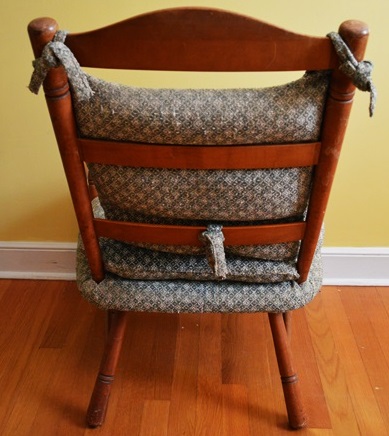 Wooden Chair with Woven Seat and Cloth Cushioning