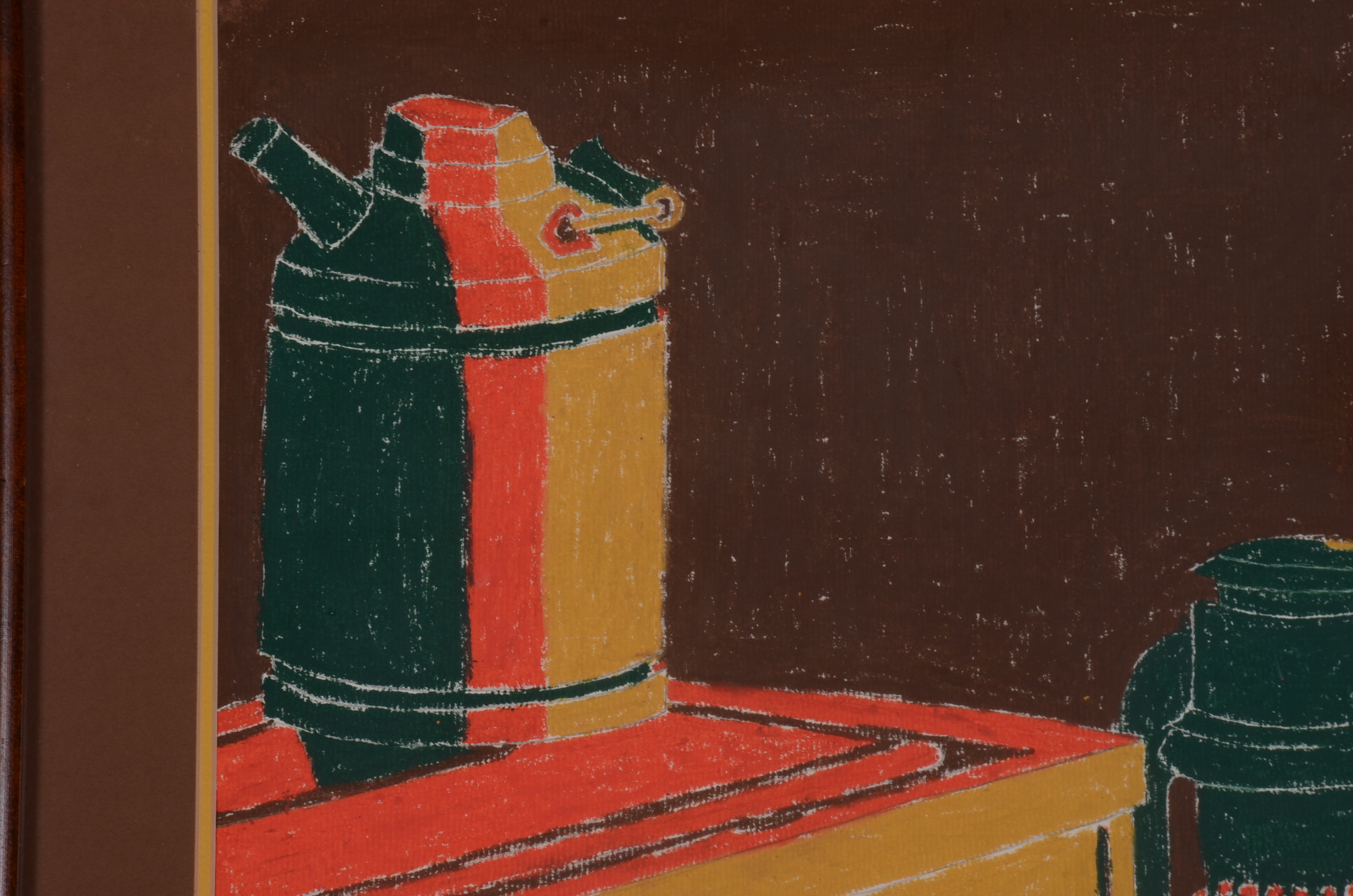 Original Folk Art Pastel on Paper Drawing