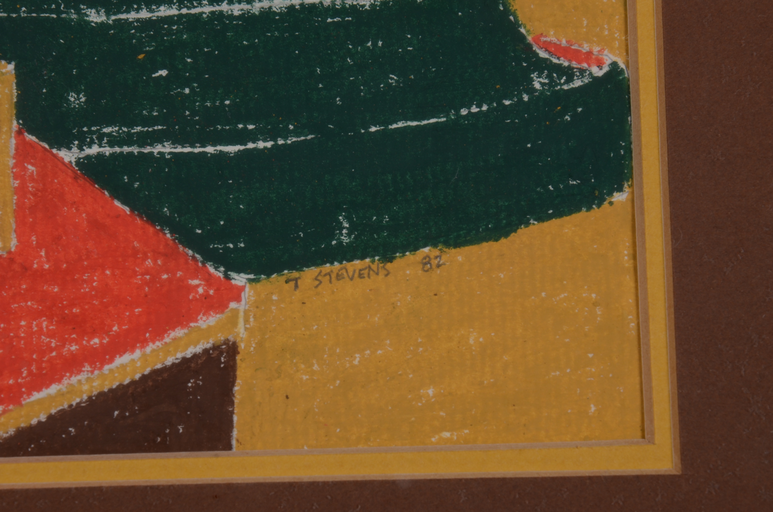 Original Folk Art Pastel on Paper Drawing