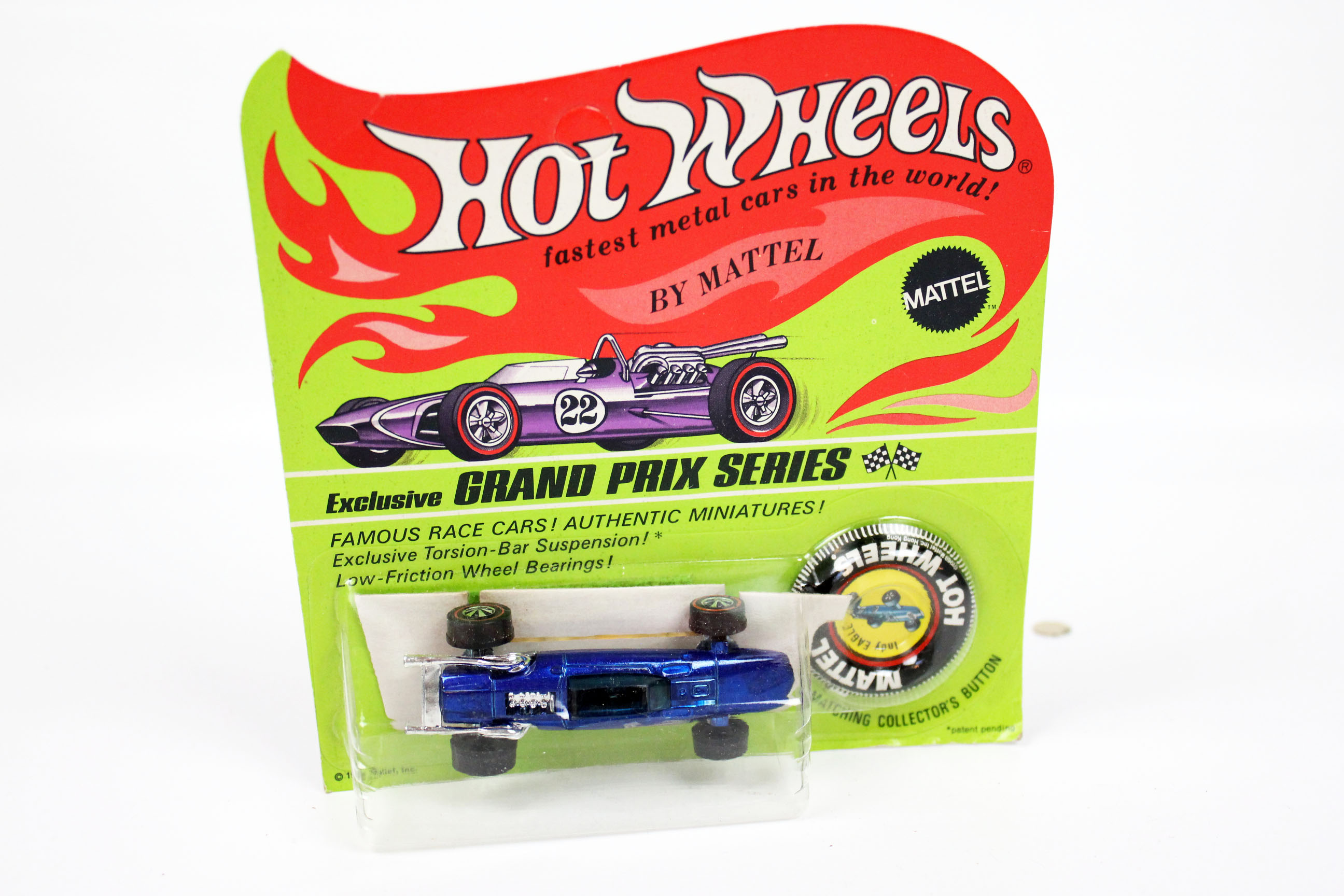 1969 Hot Wheels Grand Prix "Indy Eagle" and Collectors Button, Unopened