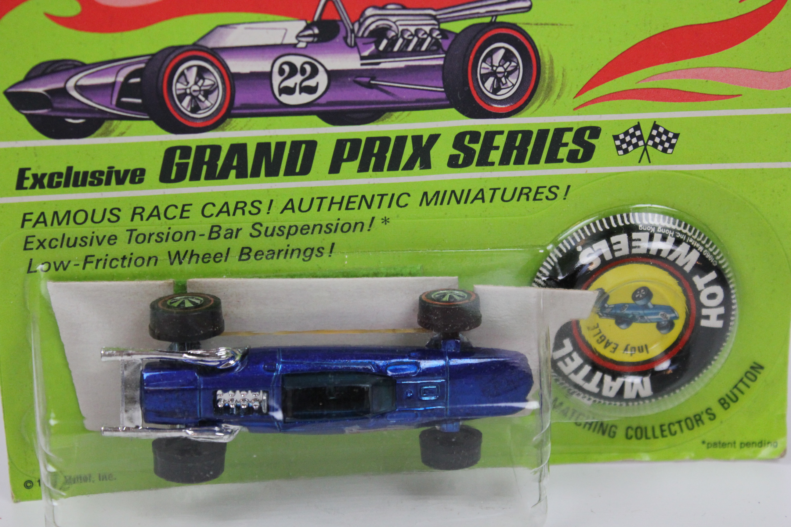 1969 Hot Wheels Grand Prix "Indy Eagle" and Collectors Button, Unopened