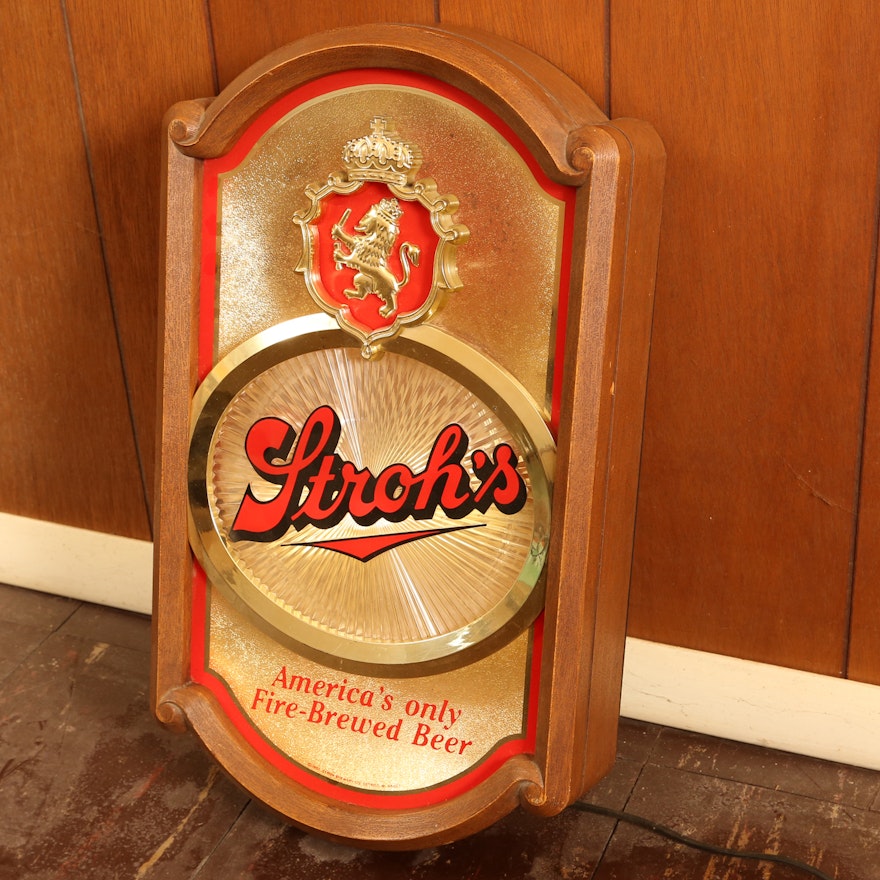 Vintage Lighted Stroh's Beer Sign