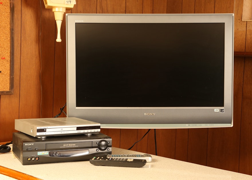 Sony Flat Screen HD TV and Protron DVD Player and Sony Cassette Recorder