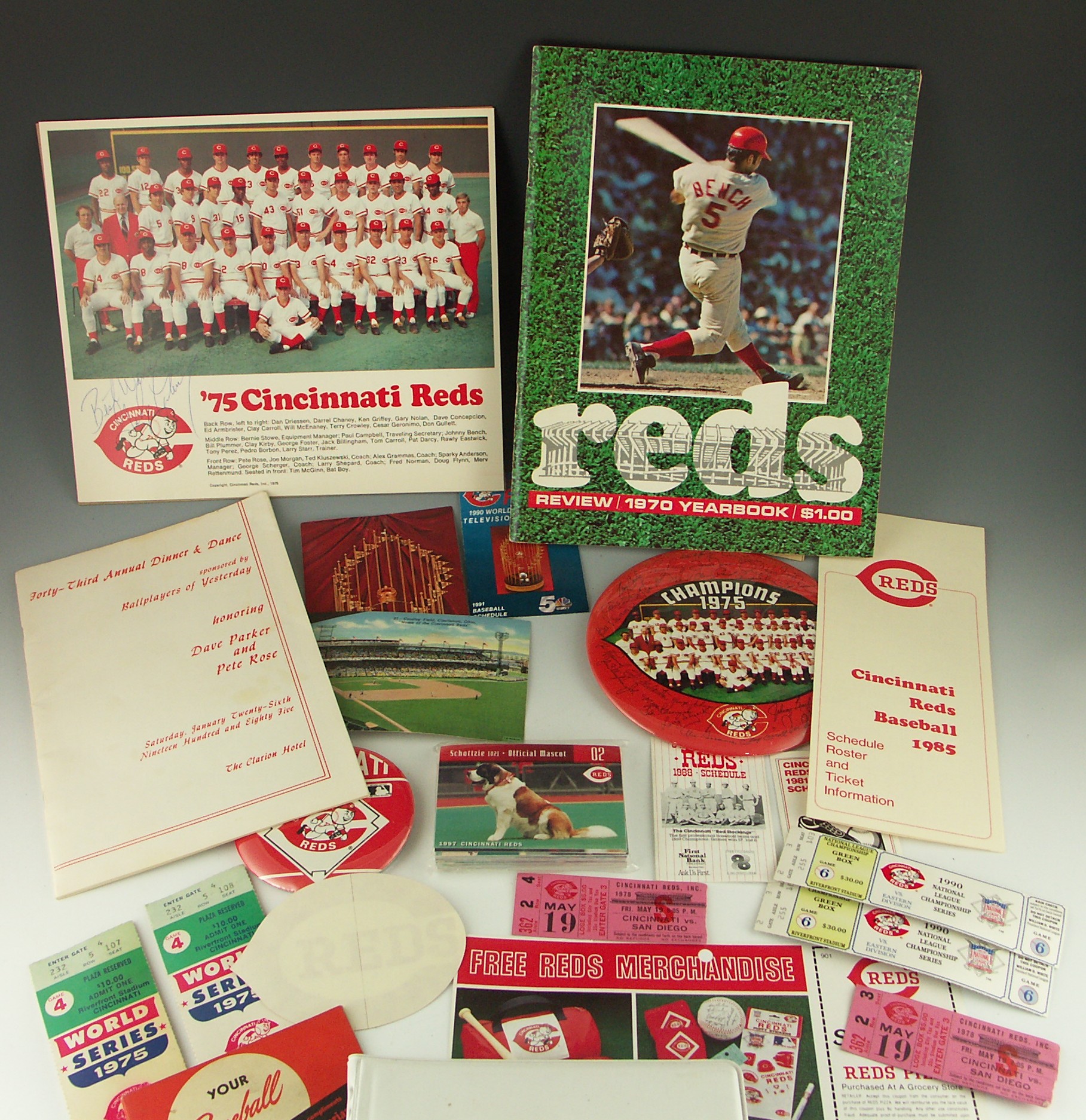 Cincinnati Reds Memorabilia Includes 1975 World Series Tickets and Signed Photo