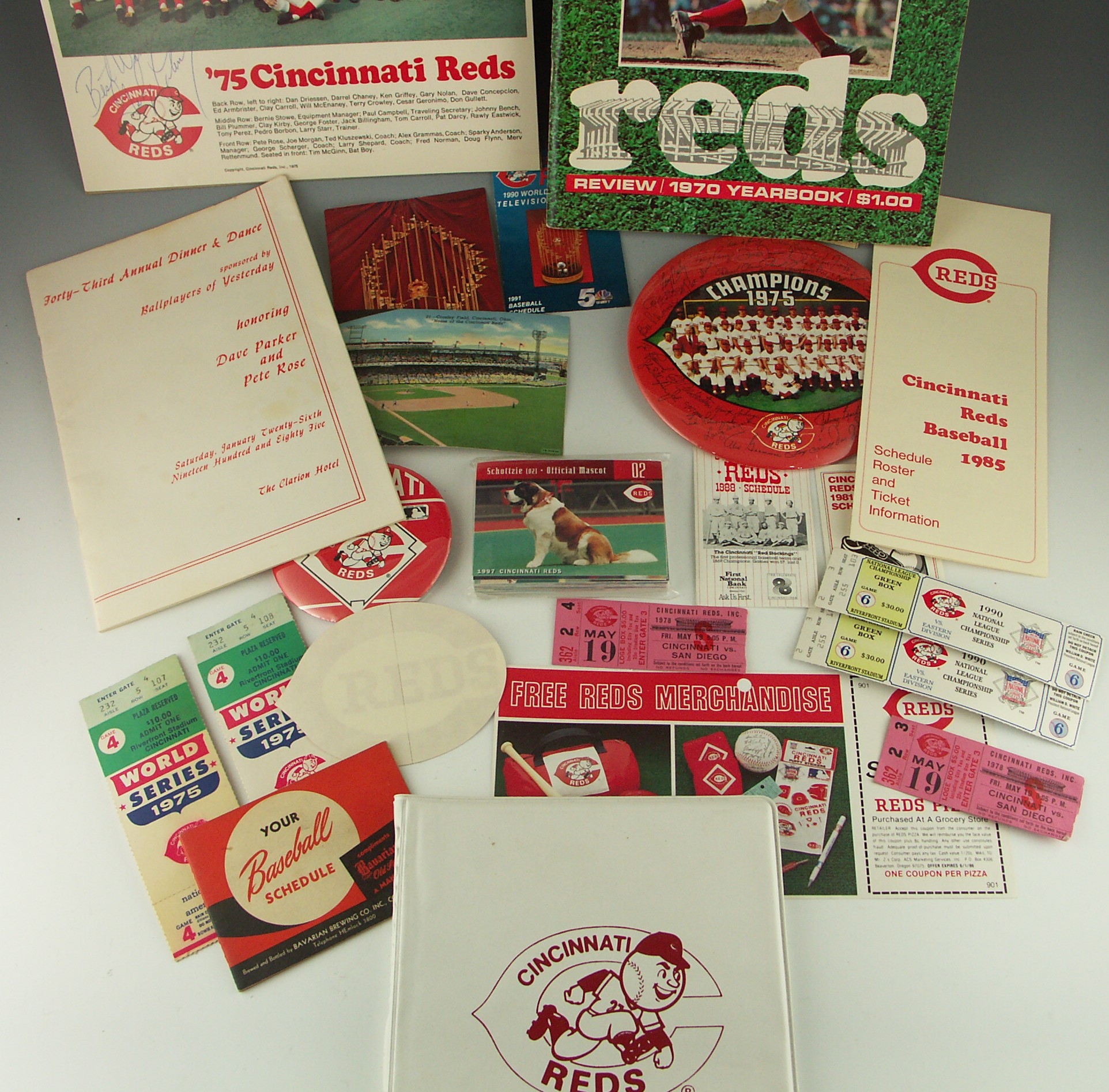 Cincinnati Reds Memorabilia Includes 1975 World Series Tickets and Signed Photo