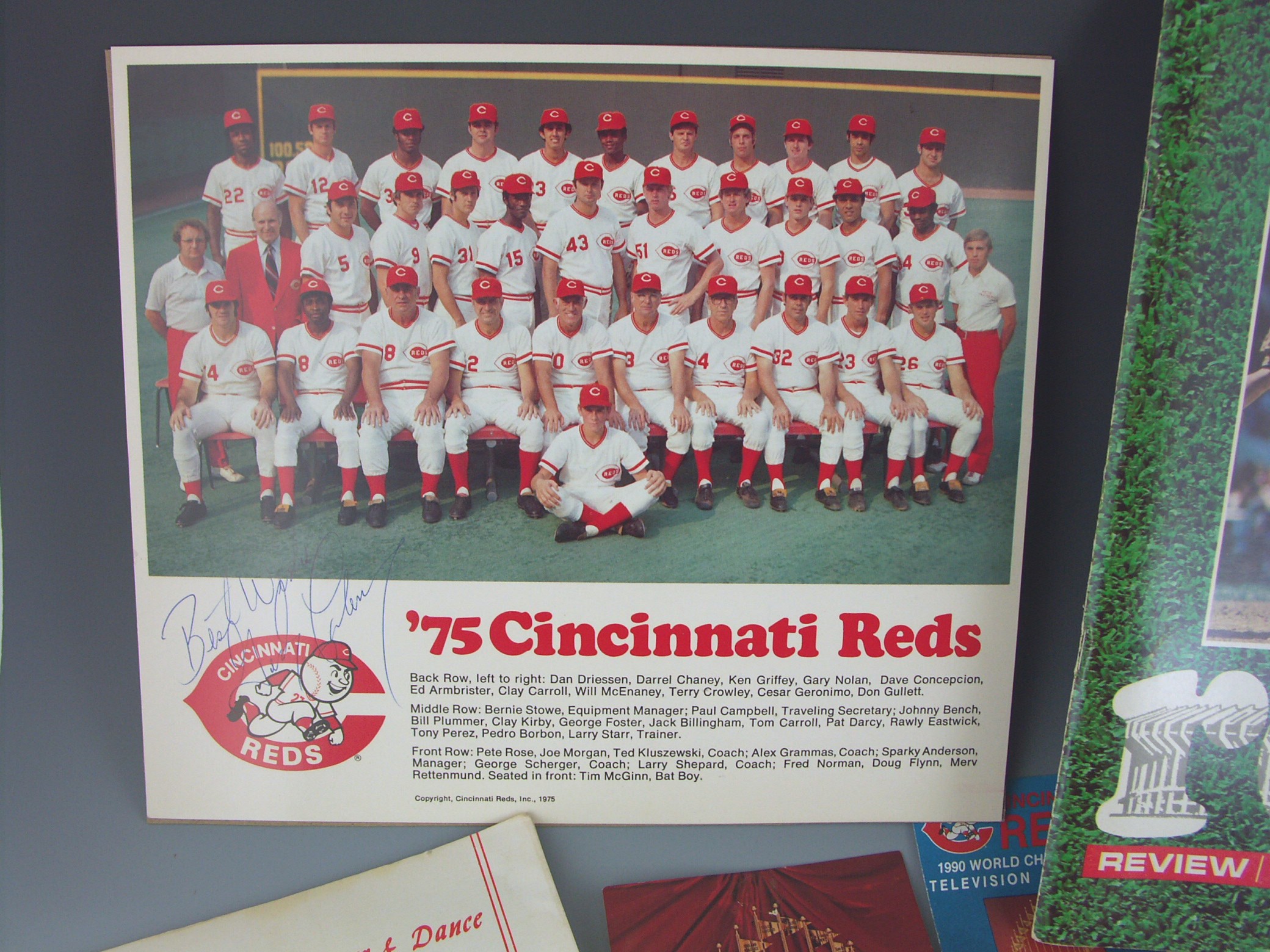 Cincinnati Reds Memorabilia Includes 1975 World Series Tickets and Signed Photo