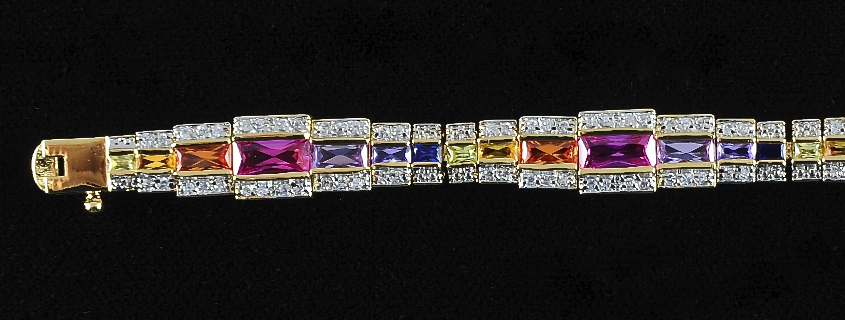 Multi Colored Rhinestone Vermeil Bracelet