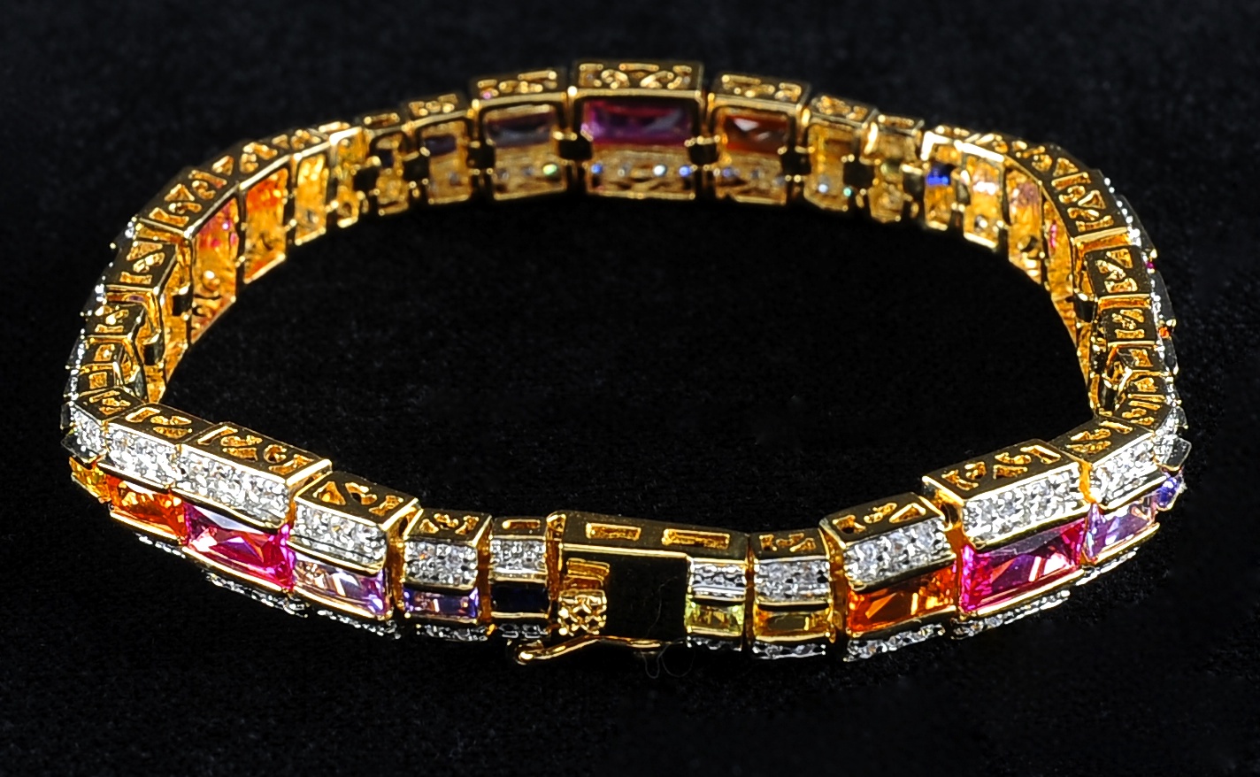Multi Colored Rhinestone Vermeil Bracelet