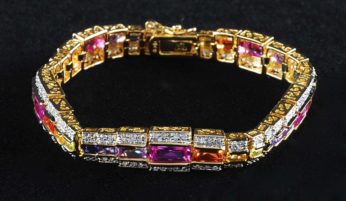 Multi Colored Rhinestone Vermeil Bracelet