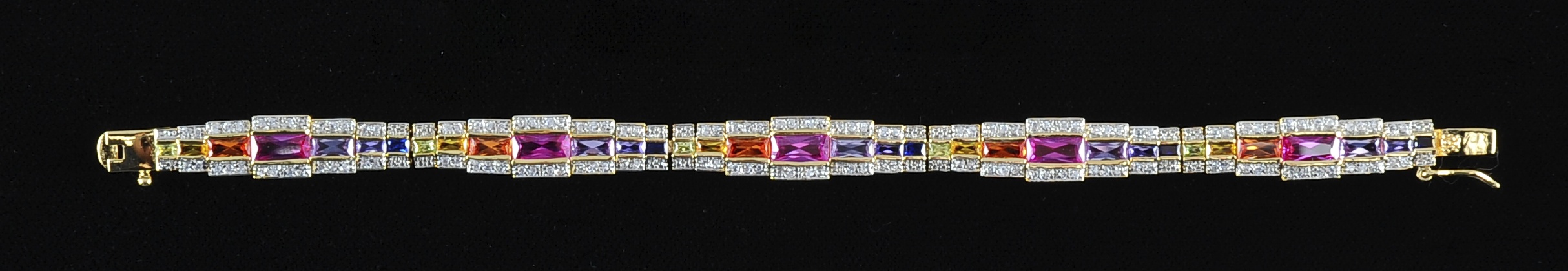 Multi Colored Rhinestone Vermeil Bracelet