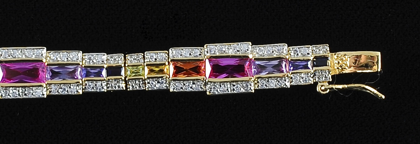 Multi Colored Rhinestone Vermeil Bracelet