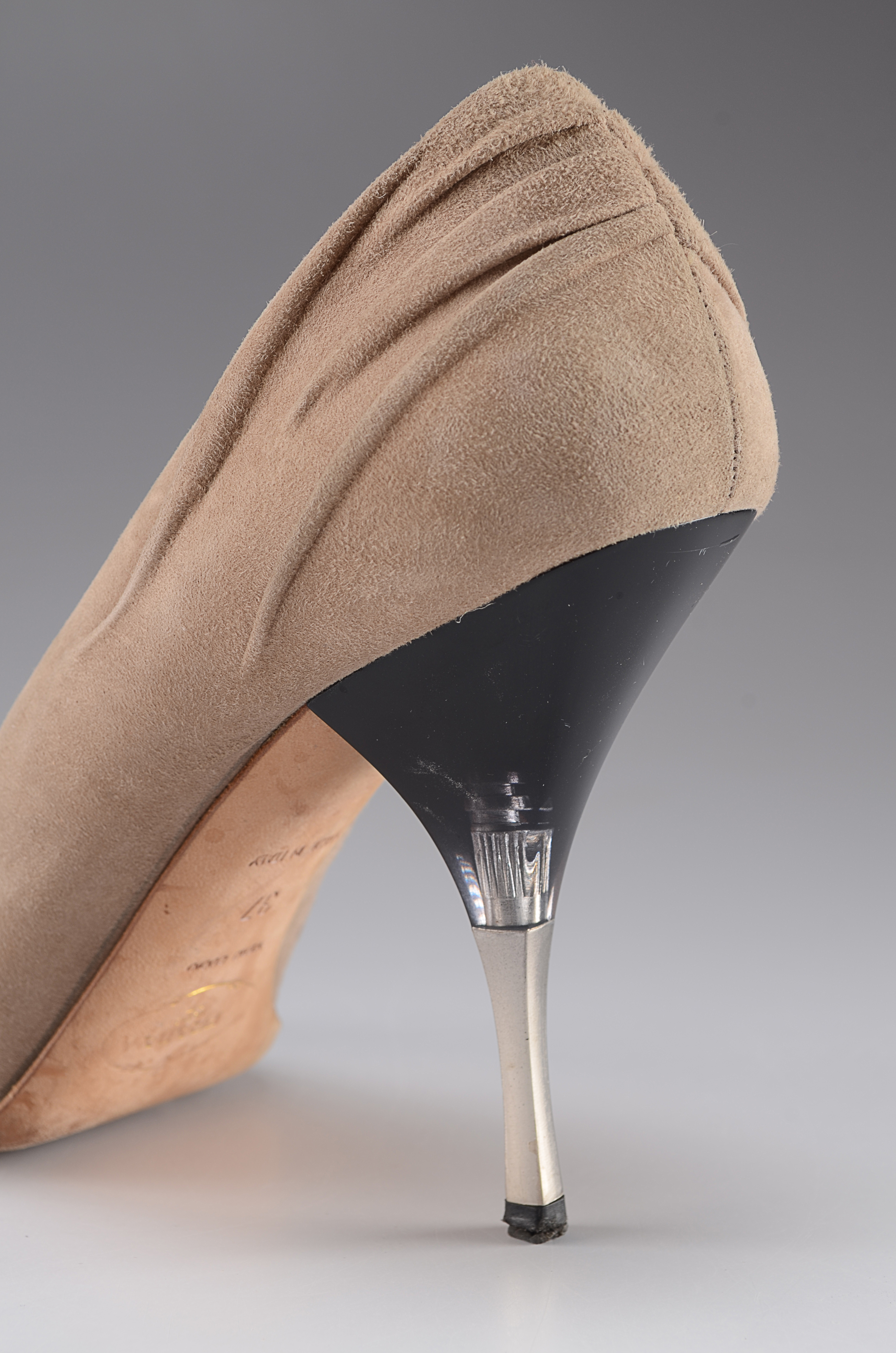Prada Camel Suede Leather Peep Toe Pumps