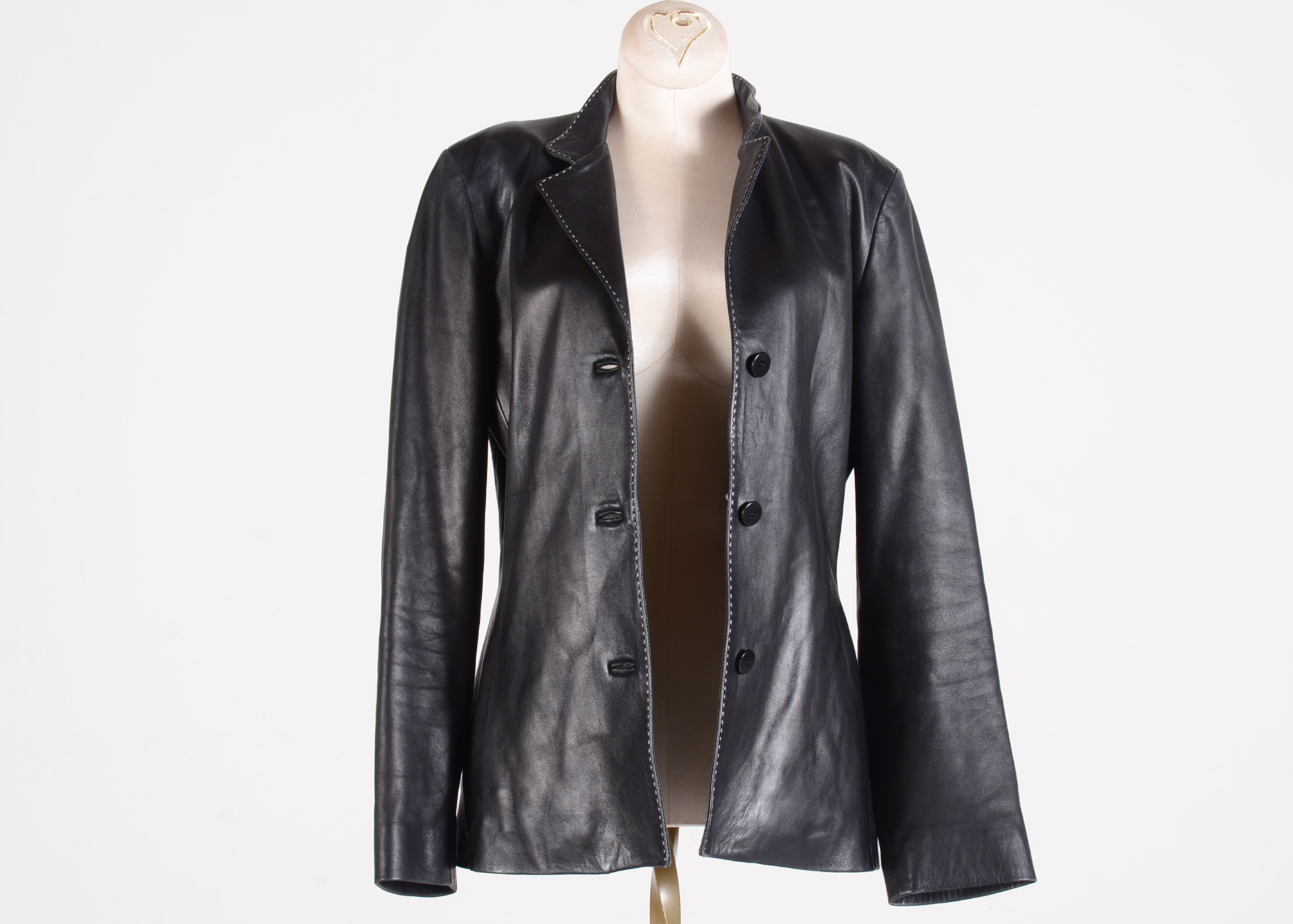  An Italian Ponte Vecchio Black Soft Calf Skin Leather Blazer