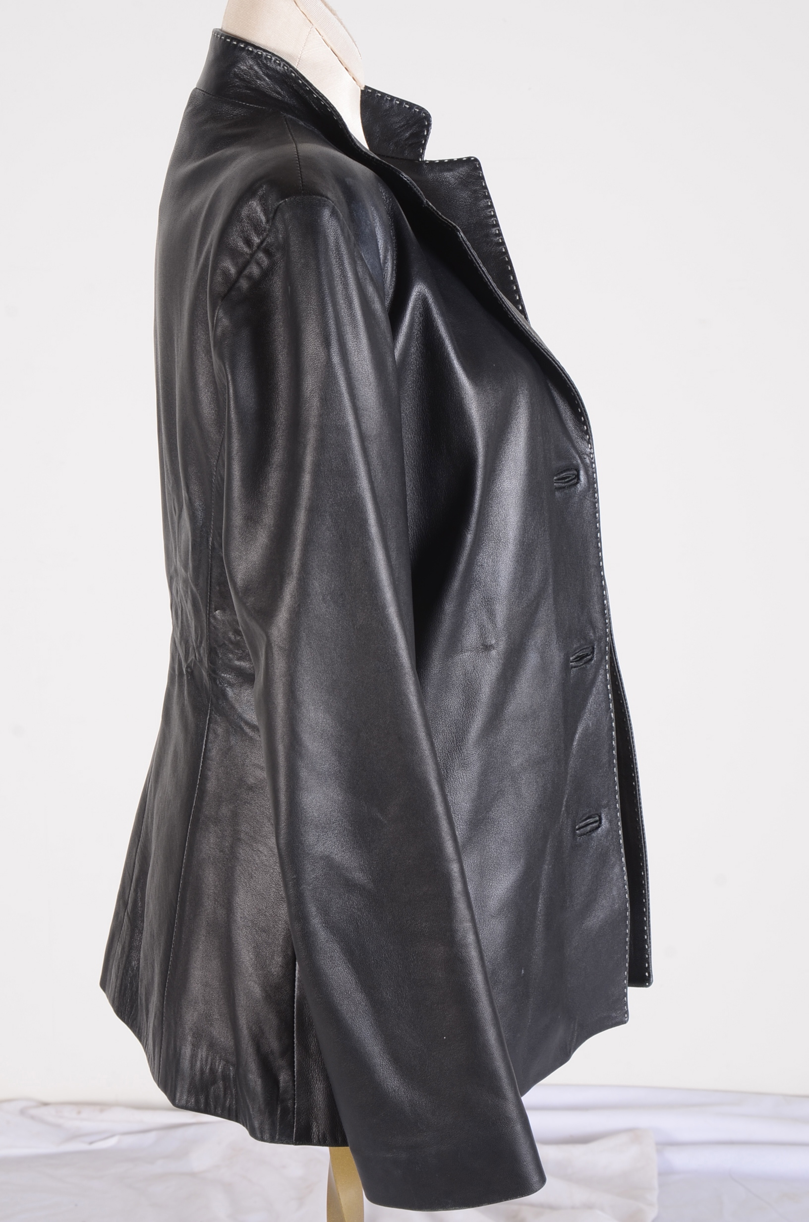  An Italian Ponte Vecchio Black Soft Calf Skin Leather Blazer