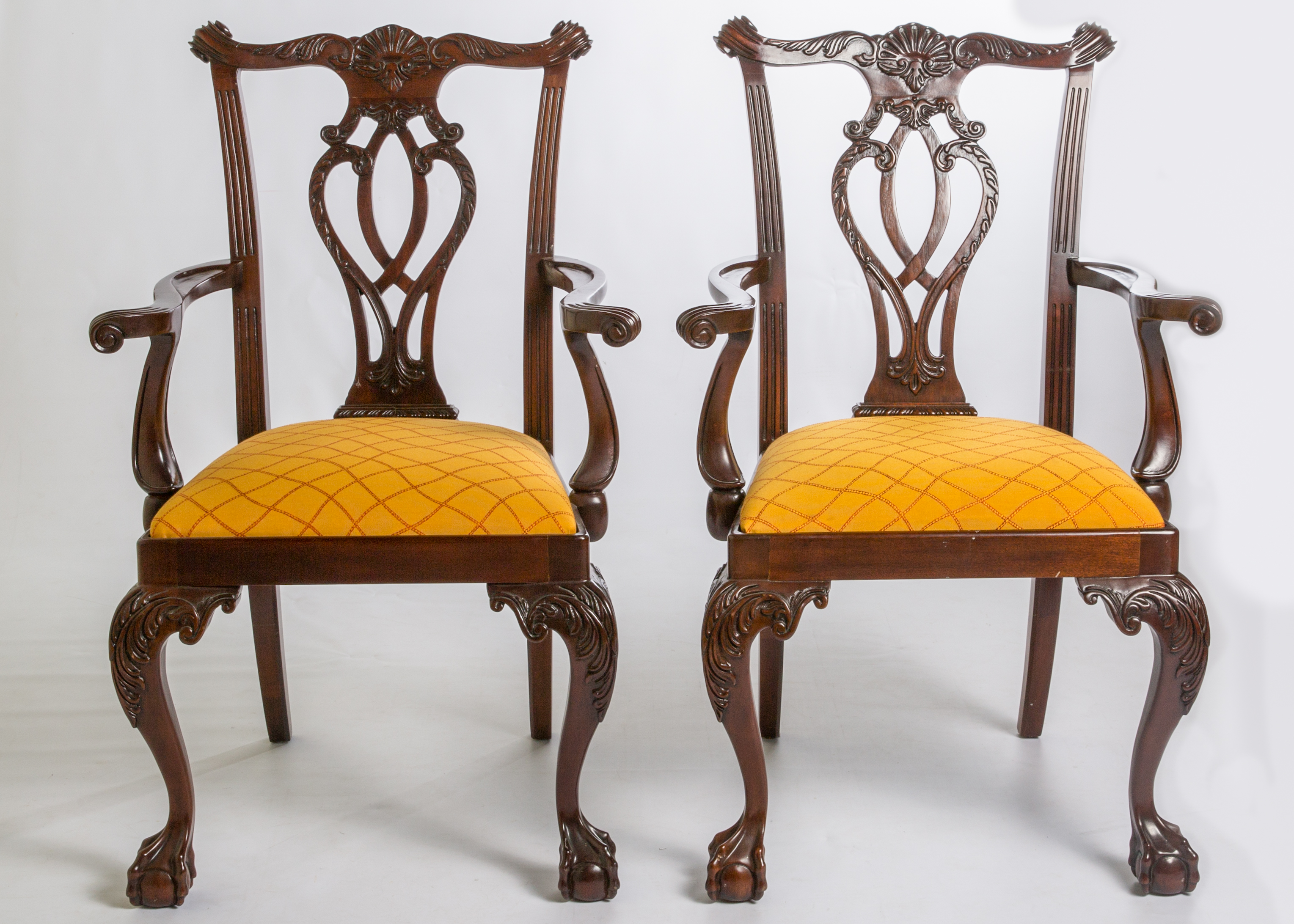 Chippendale Style Carved Mahogany Dining Chairs 
