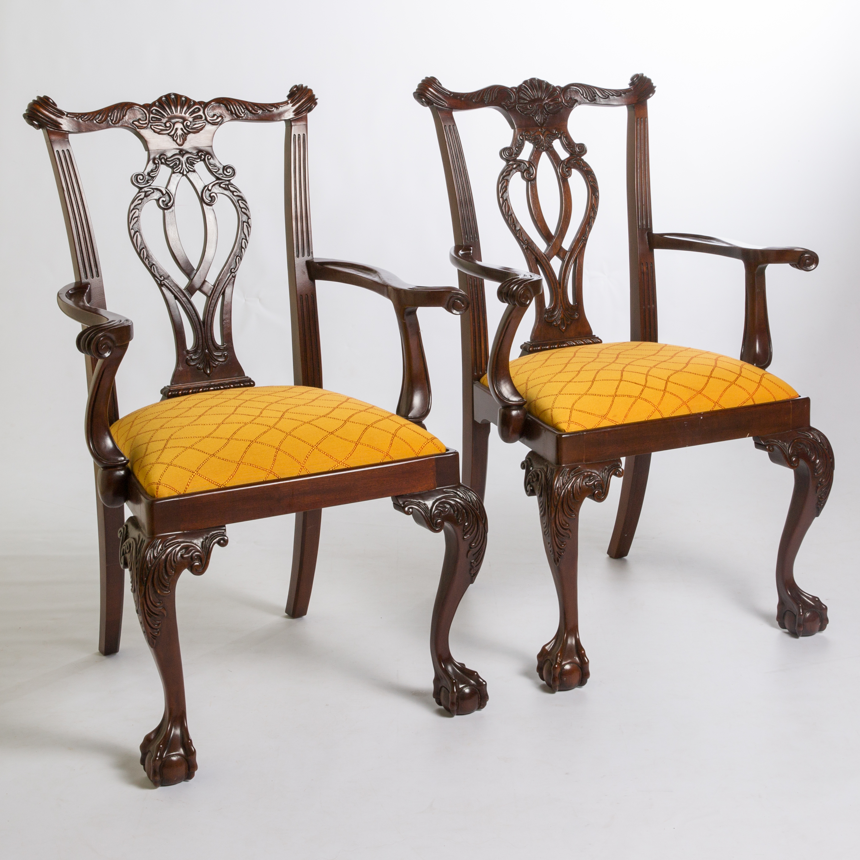 Chippendale Style Carved Mahogany Dining Chairs 