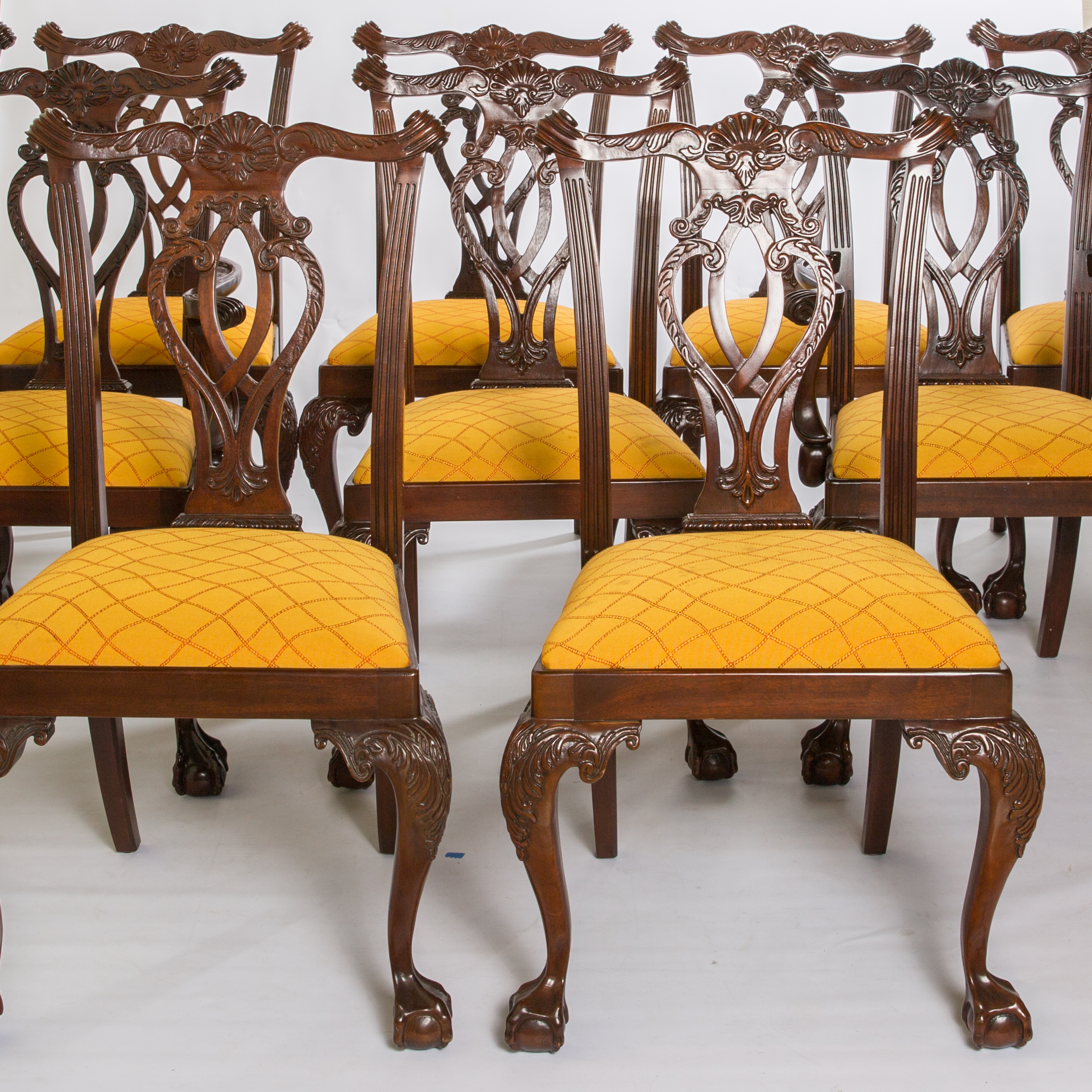 Chippendale Style Carved Mahogany Dining Chairs 
