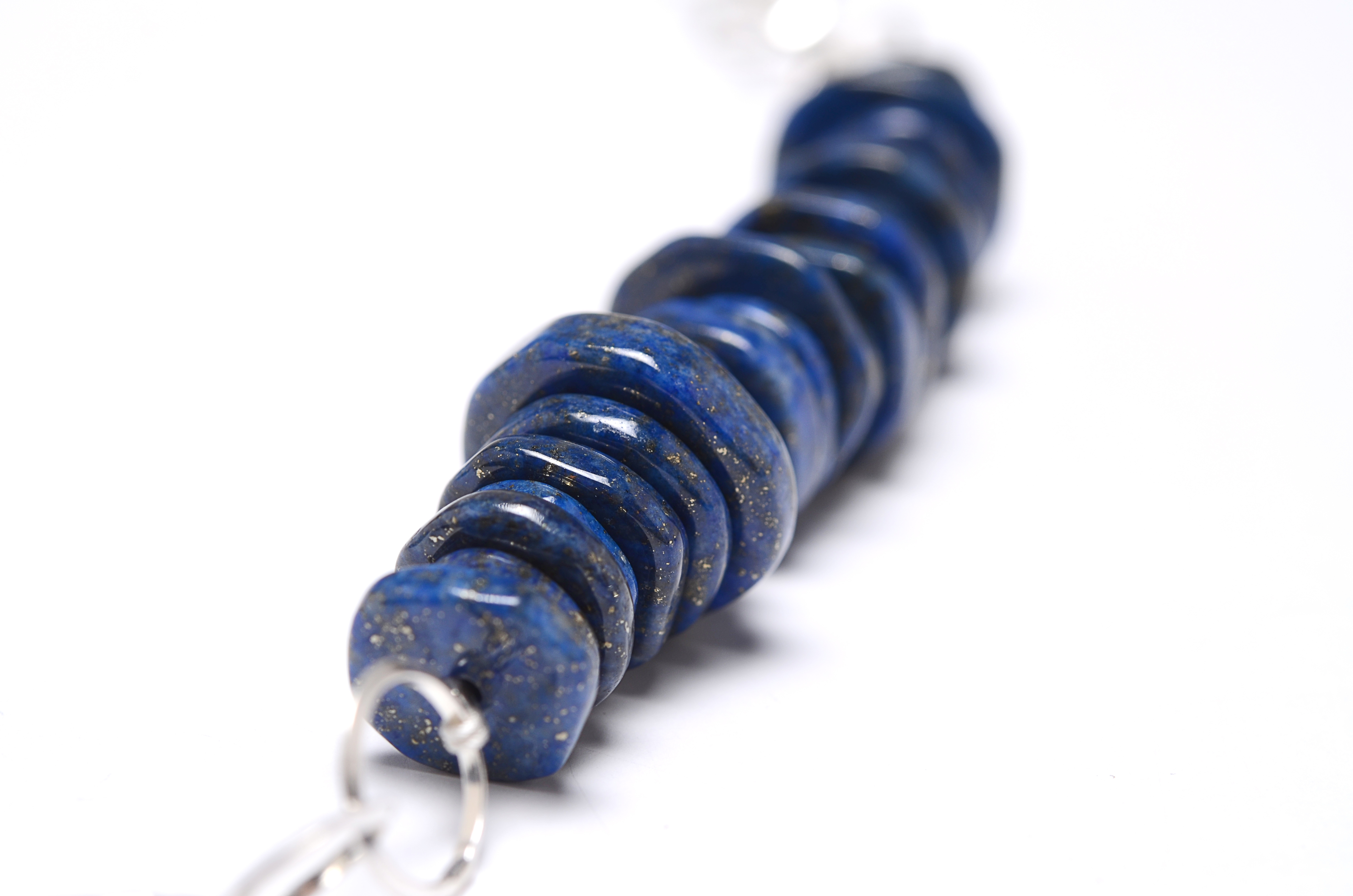 Afghanistan Lapis Lazuli Beaded Sterling Silver Necklace Designed by Paolo