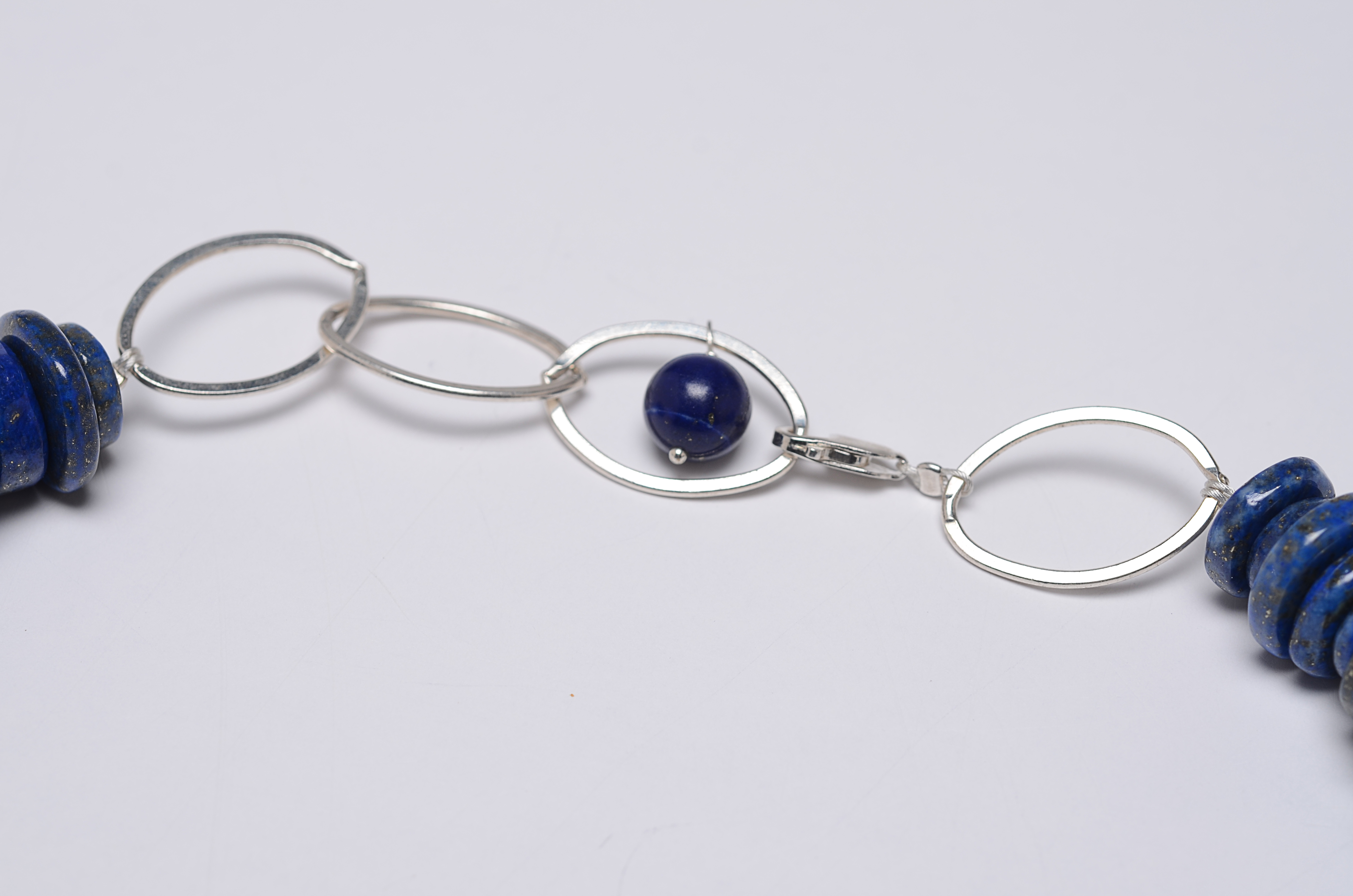 Afghanistan Lapis Lazuli Beaded Sterling Silver Necklace Designed by Paolo