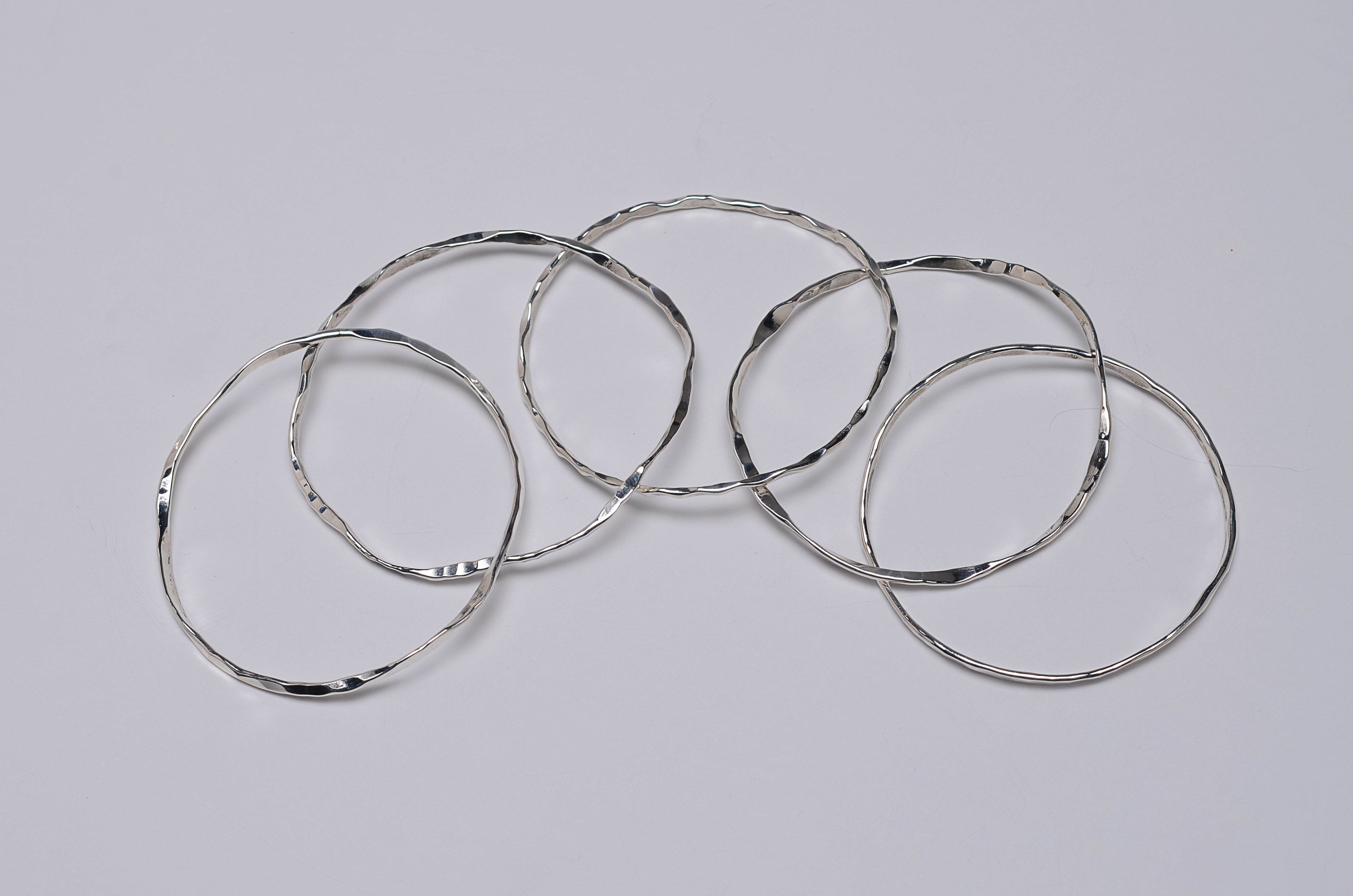 Set of Five Sterling Silver Bracelets, Designed by Paolo