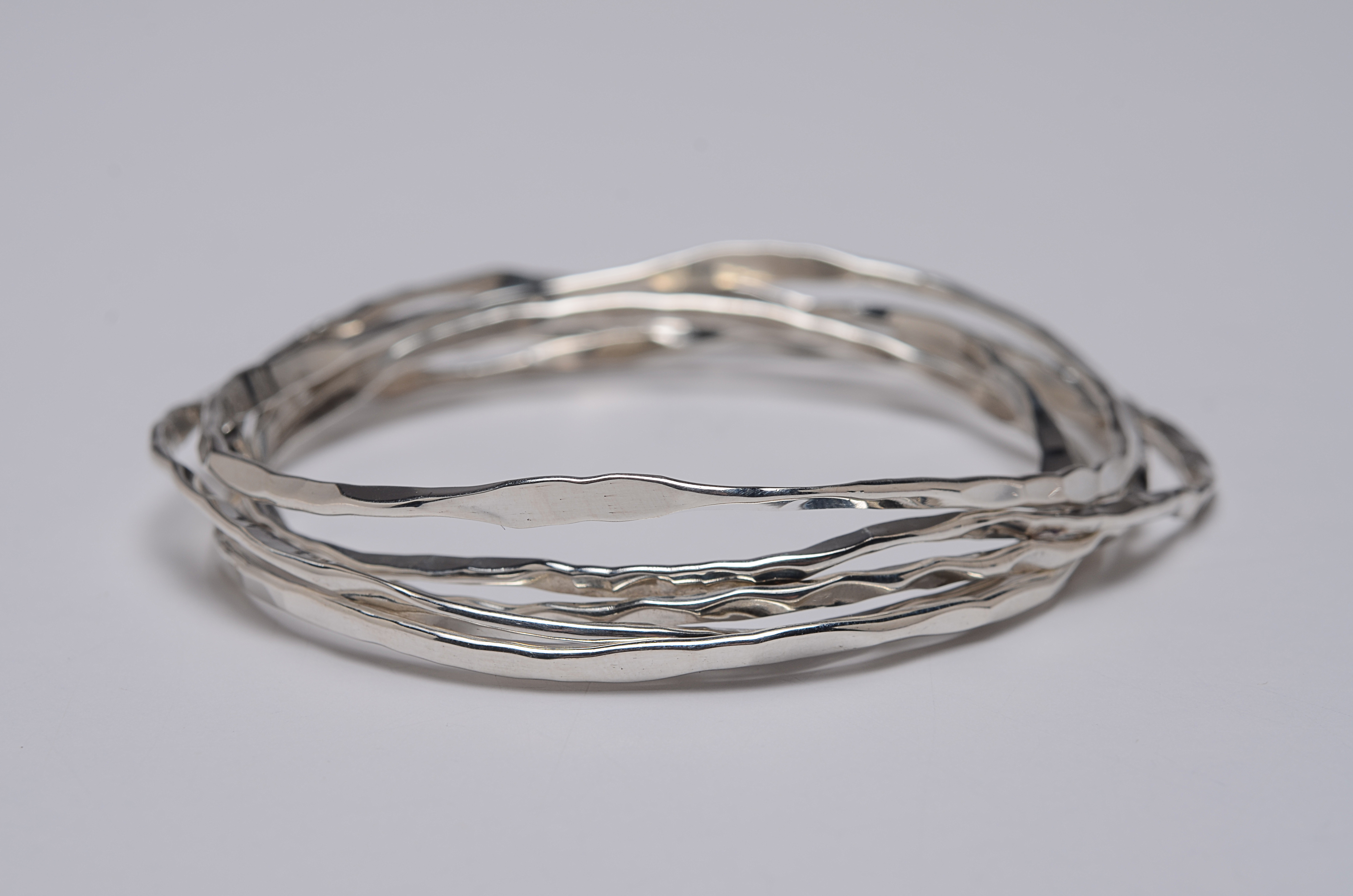 Set of Five Sterling Silver Bracelets, Designed by Paolo