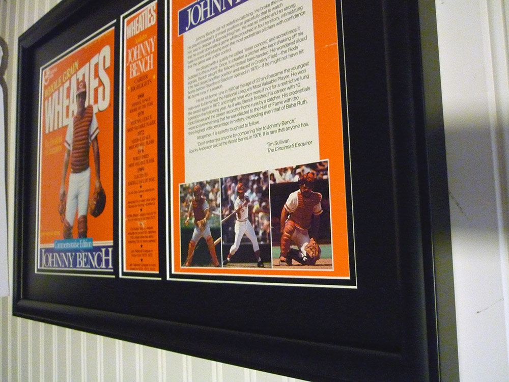 Framed Johnny Bench Wheaties Box