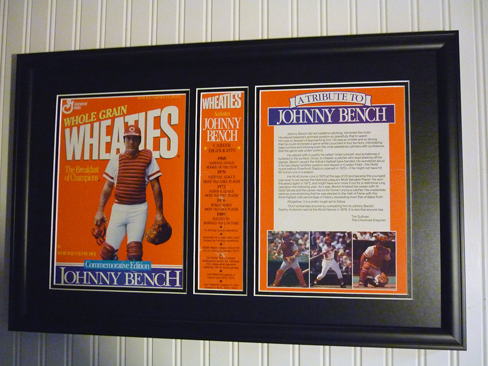 Framed Johnny Bench Wheaties Box