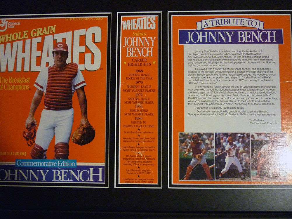 Framed Johnny Bench Wheaties Box